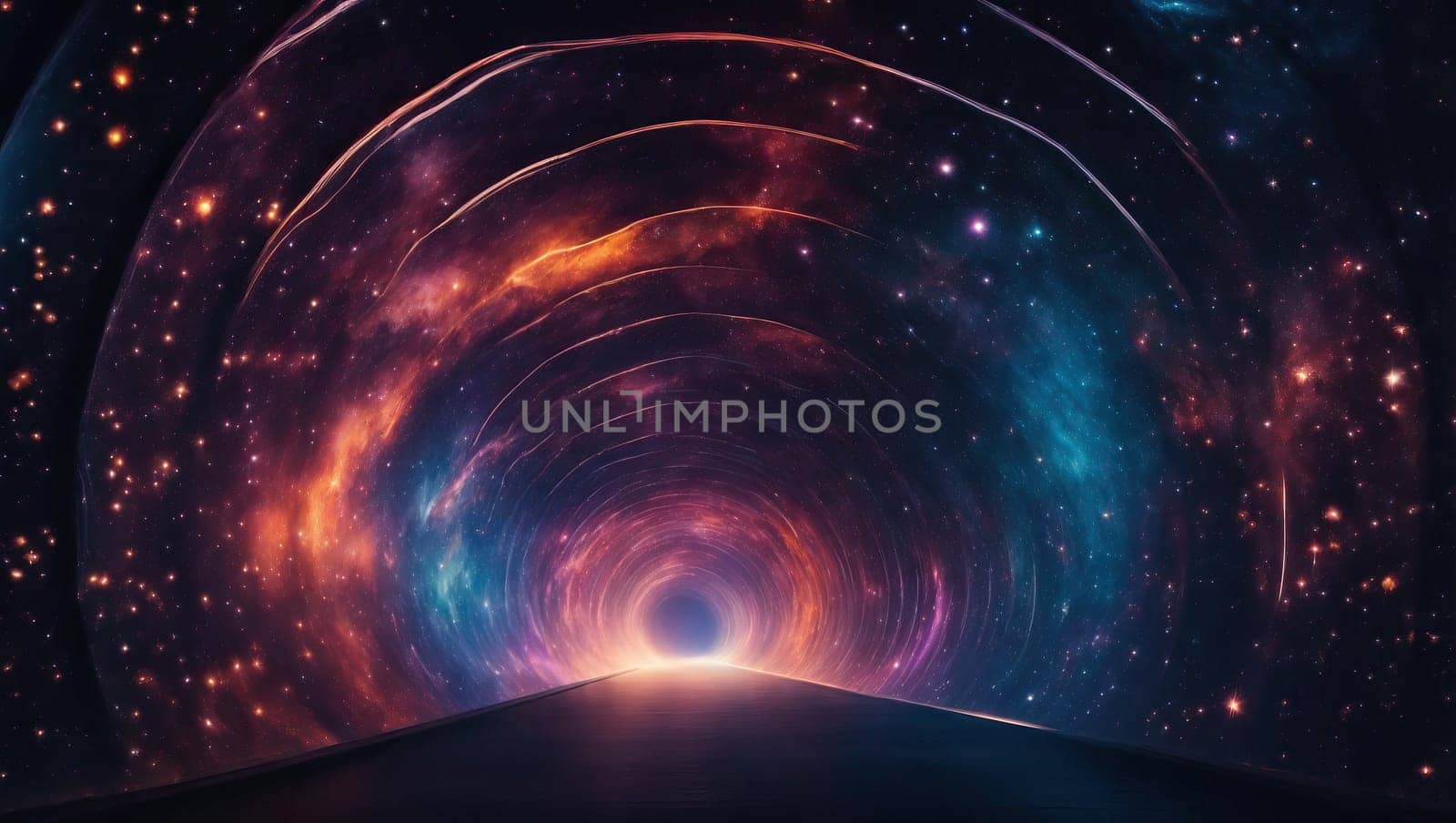 Inside a tunnel made of nebula stars by applesstock