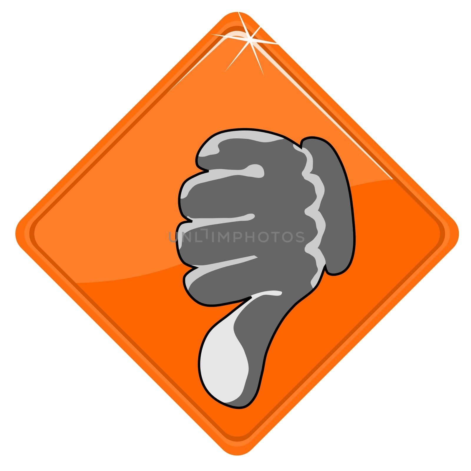 Thumb down on an orange sign