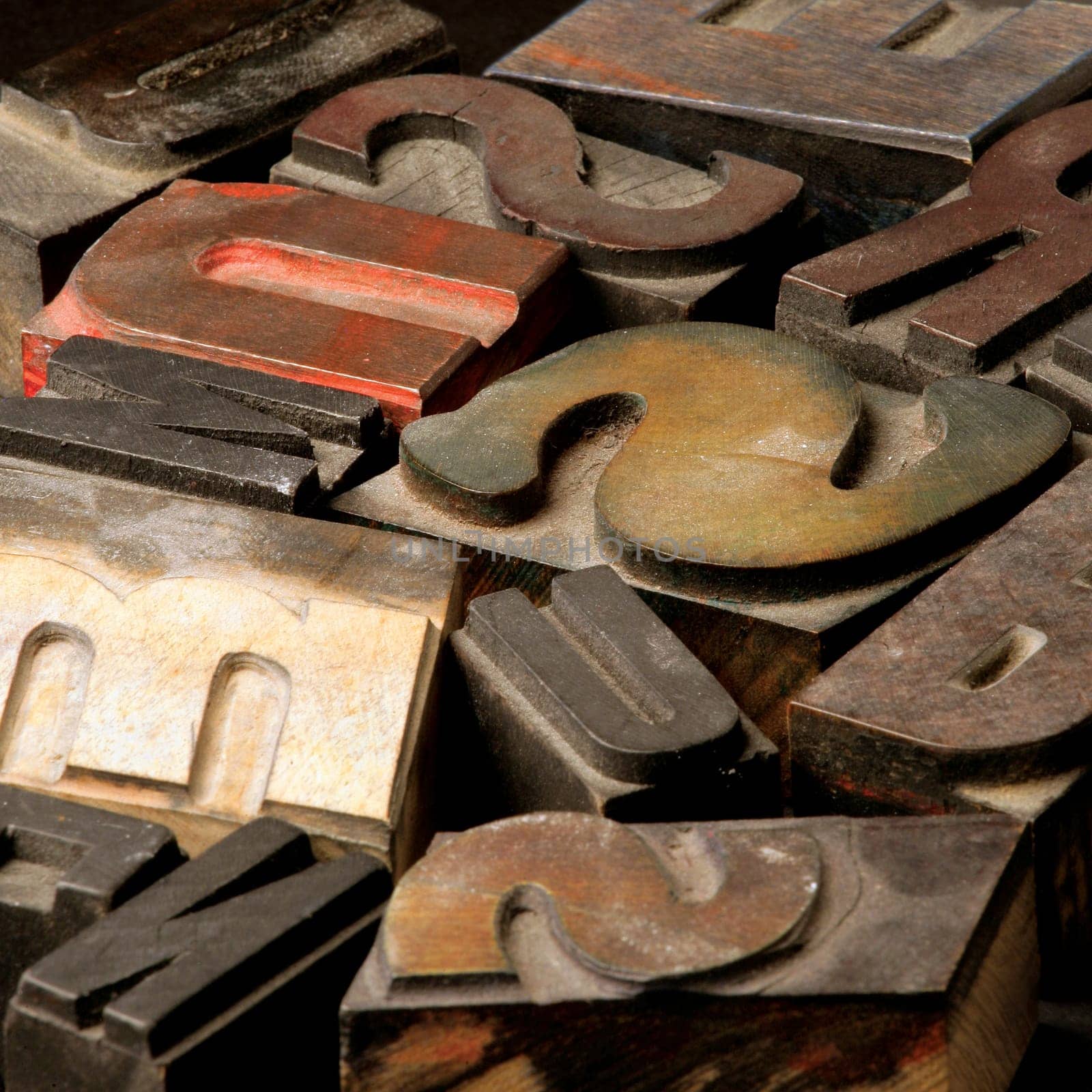 Old wooden type letters