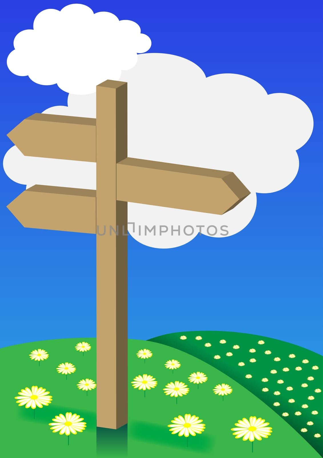 Spring Background - Signpost on Meadow