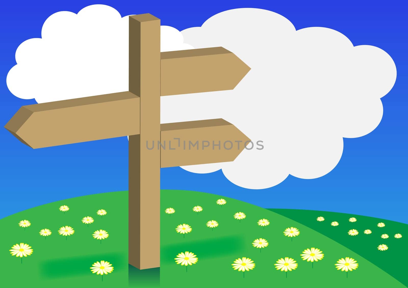 Spring Background - Signpost on Meadow