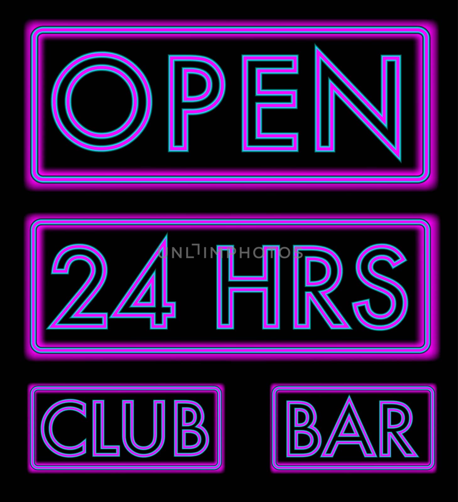 Set of Neon Signs