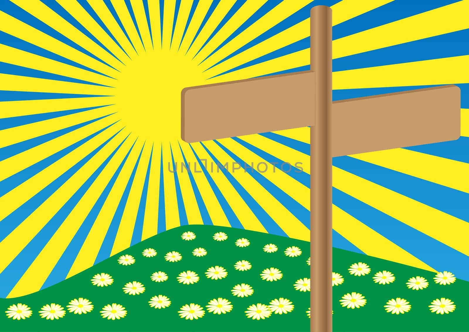 Spring Background - Signpost on Meadow