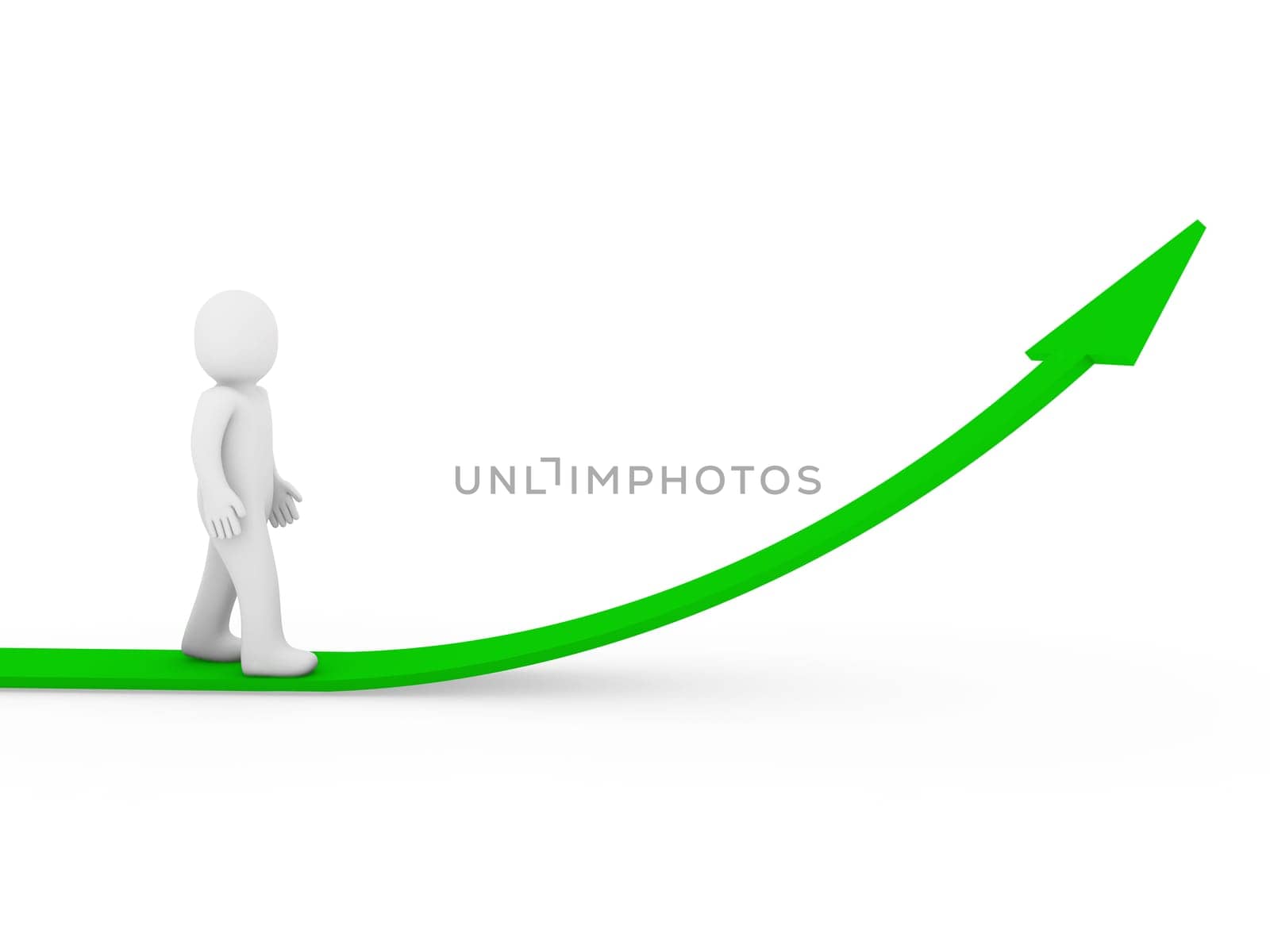 3d human arrow success growth green