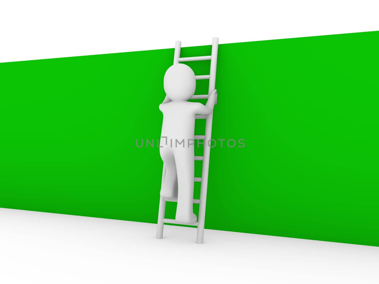 3d human ladder wall green