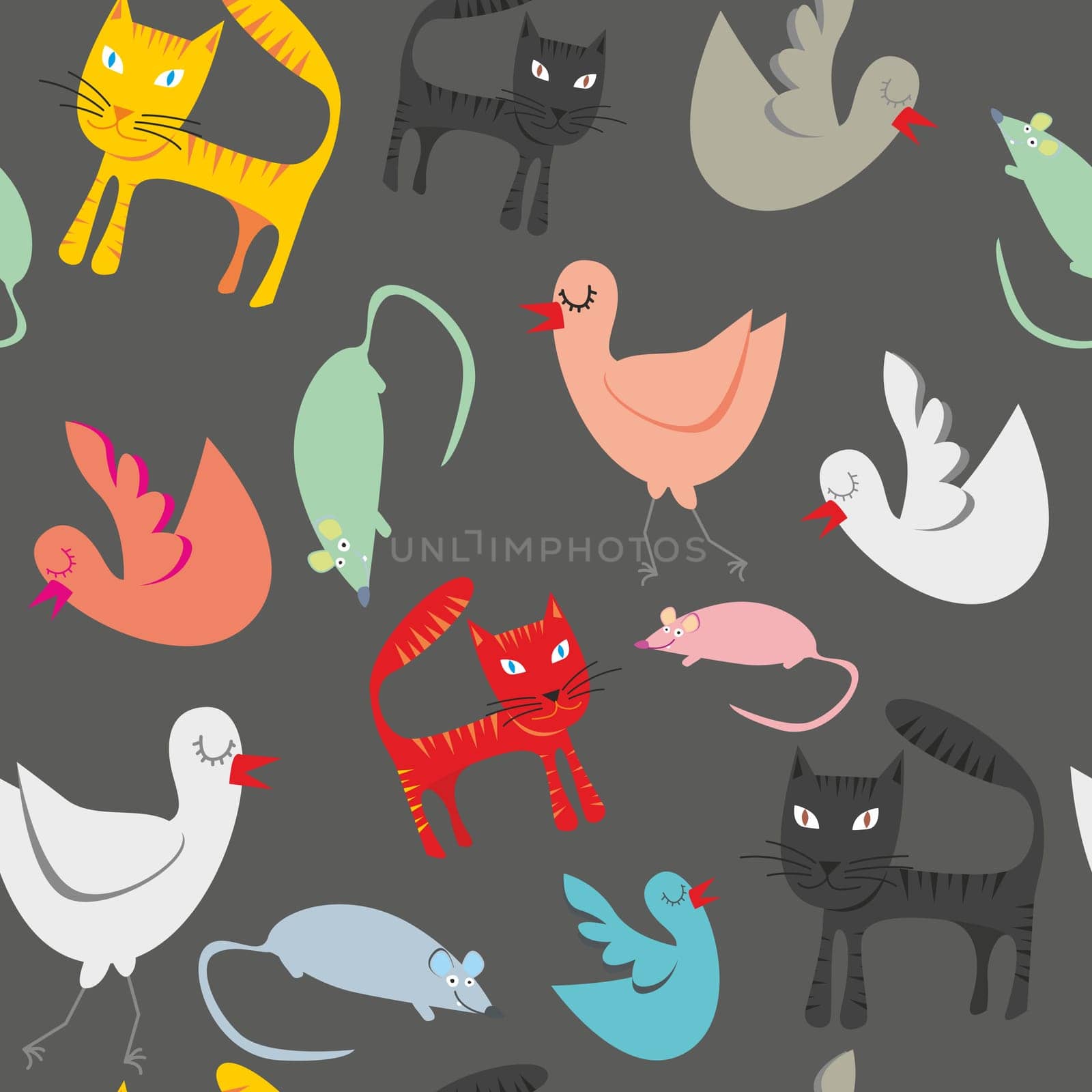 seamless pattern isolated funny animals
