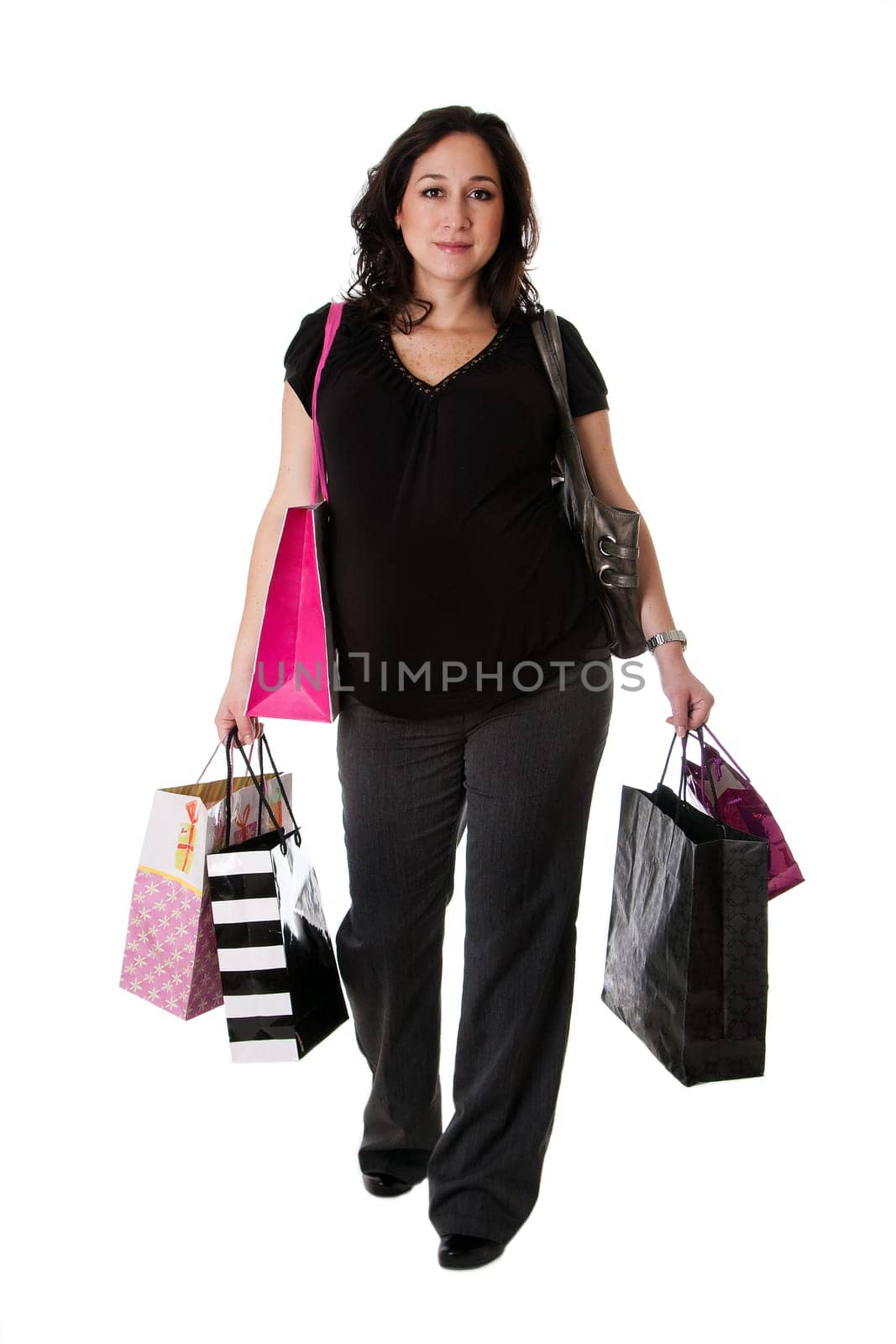 Pregnant woman with shopping bags