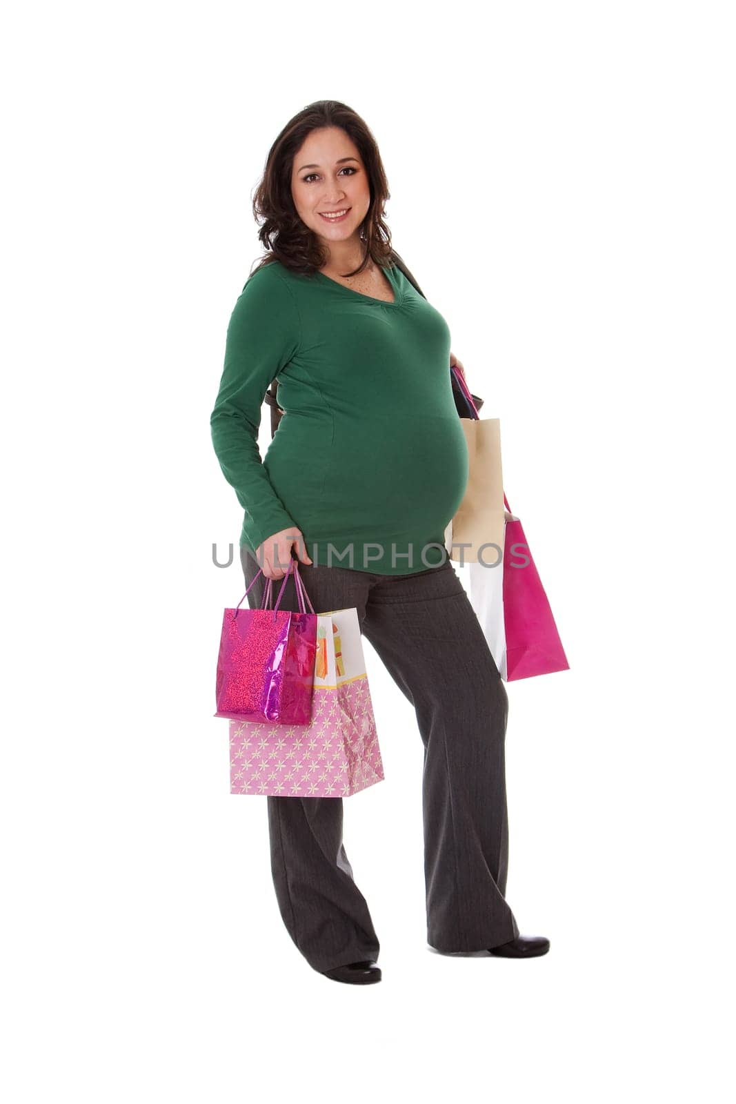 Pregnant woman with shopping bags