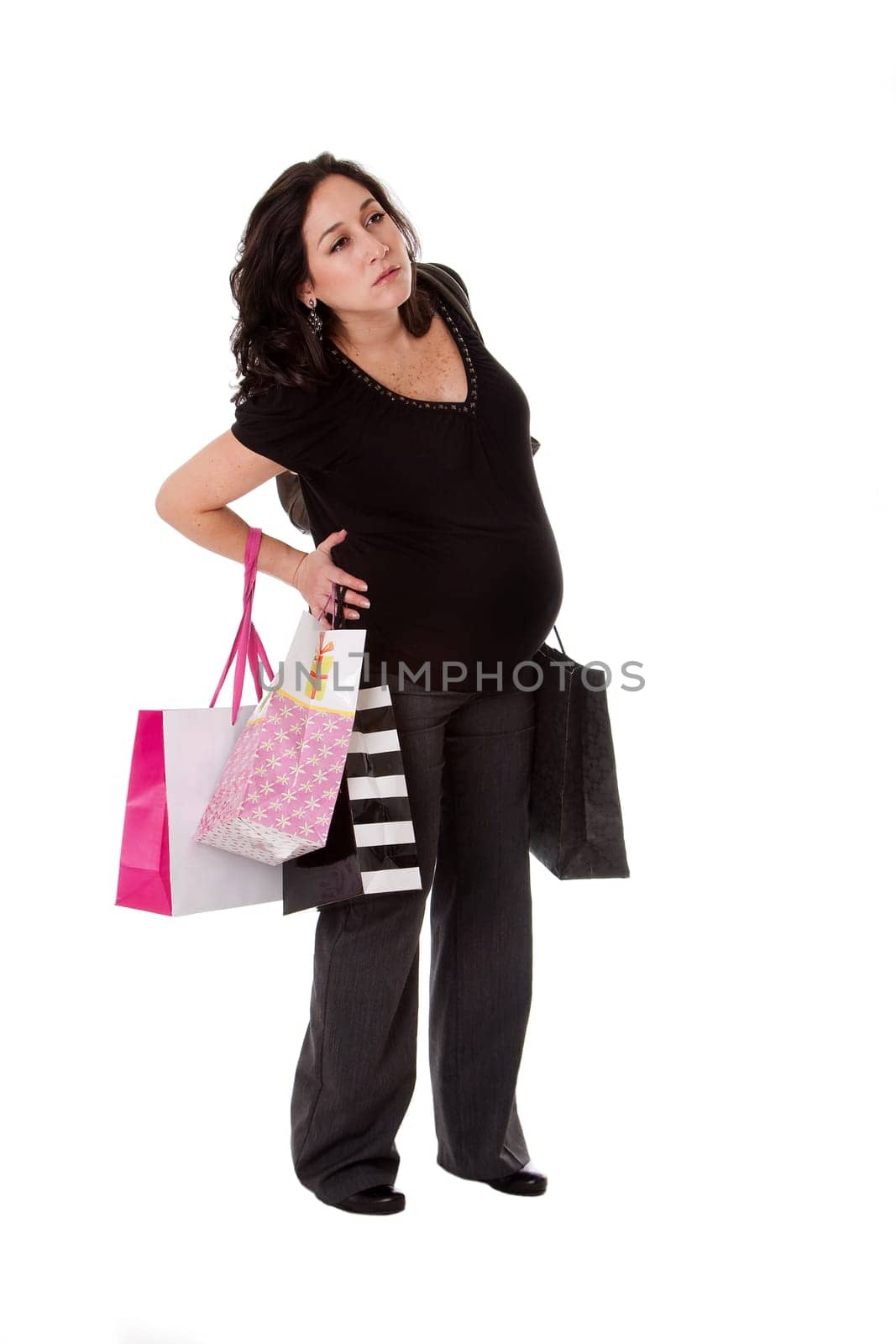 Pregnant woman with shopping bags