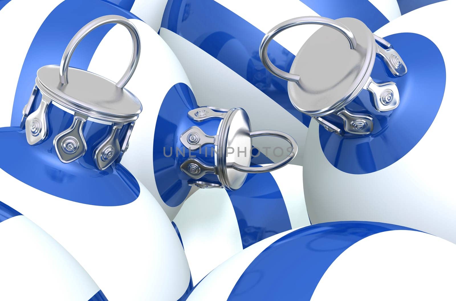 Blue White Striped Christmas Baubles 01