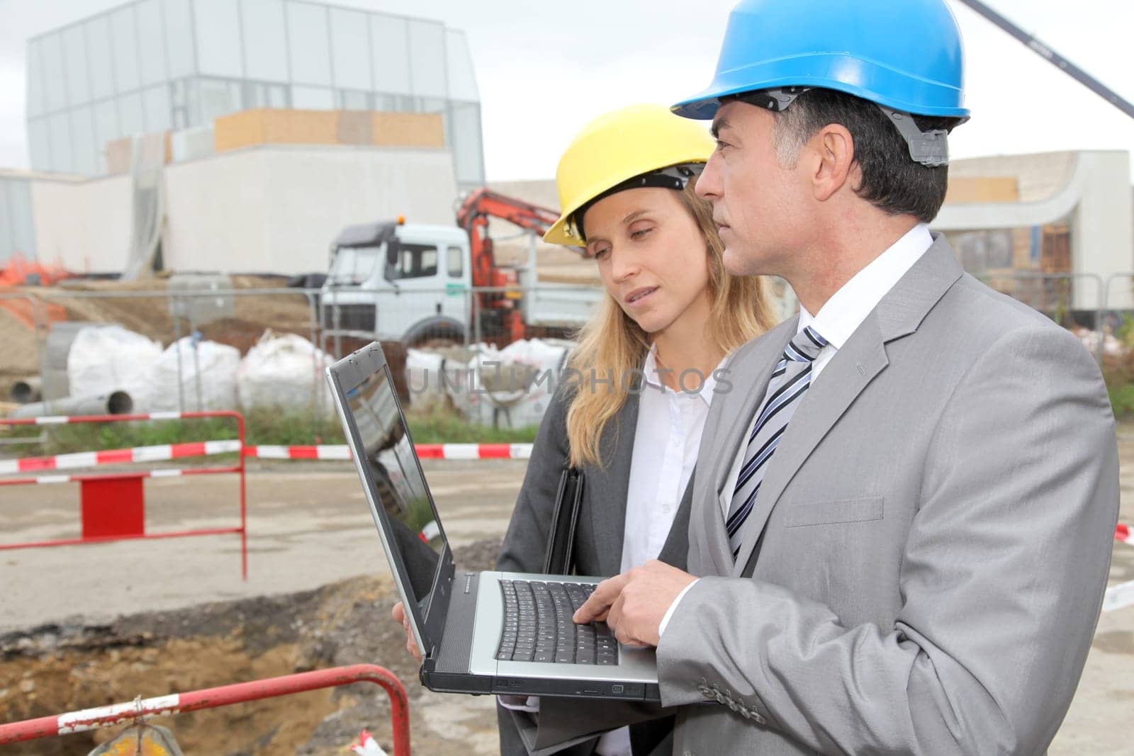 Business people on construction site