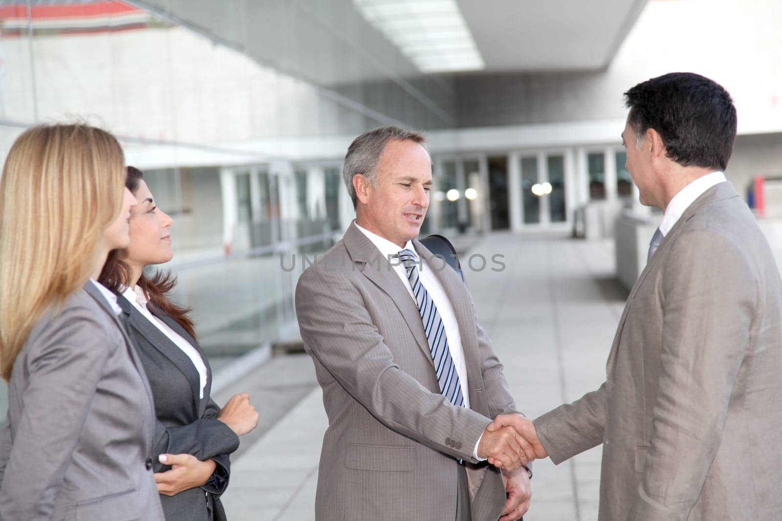 Business people meeting at an exhibition