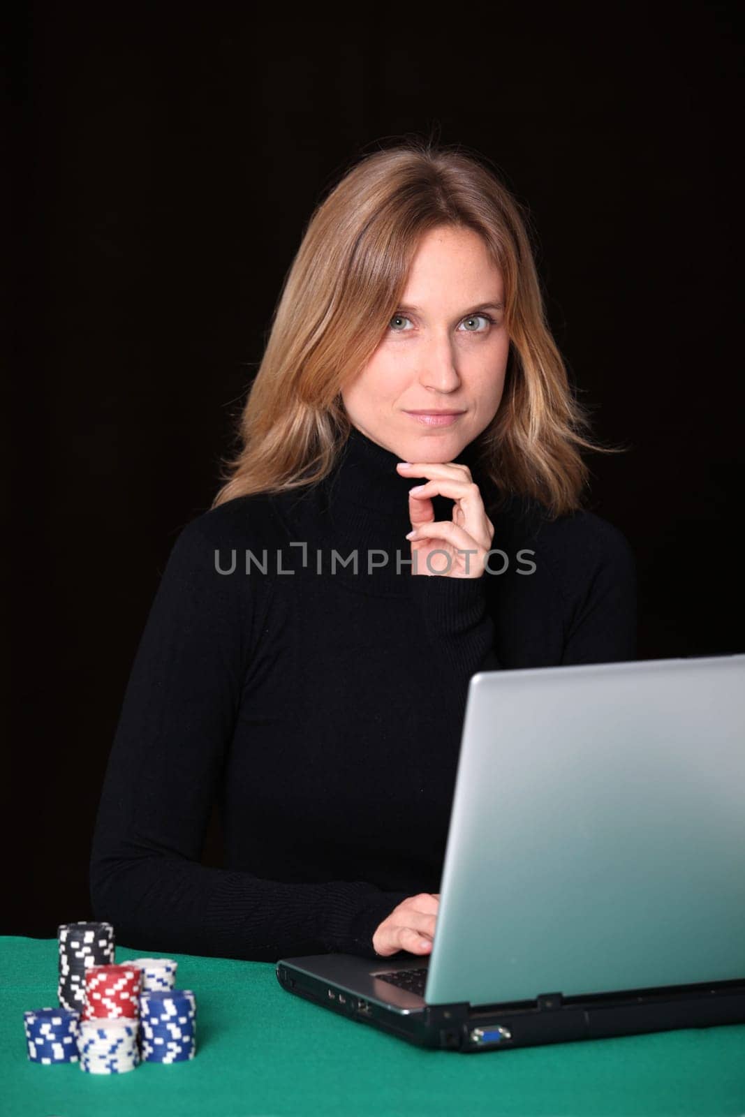 Woman gambling on internet