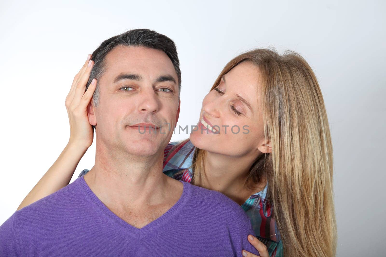 In loved couple on white background