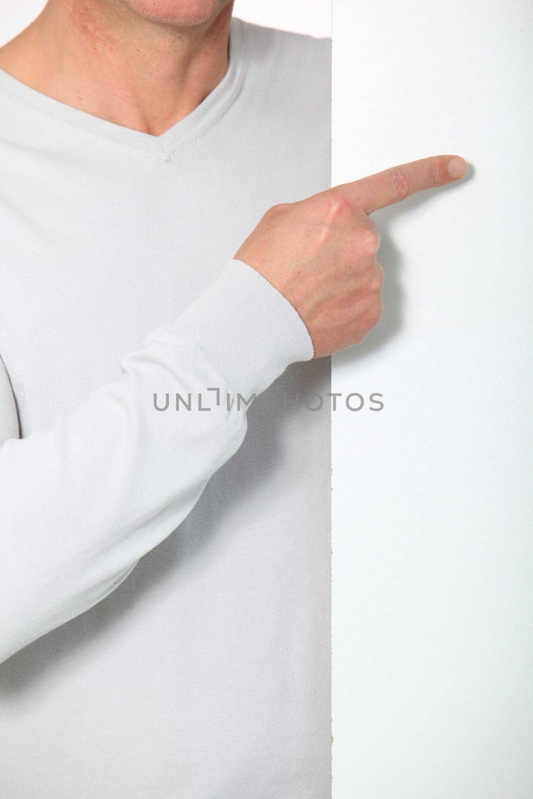 man showing message board