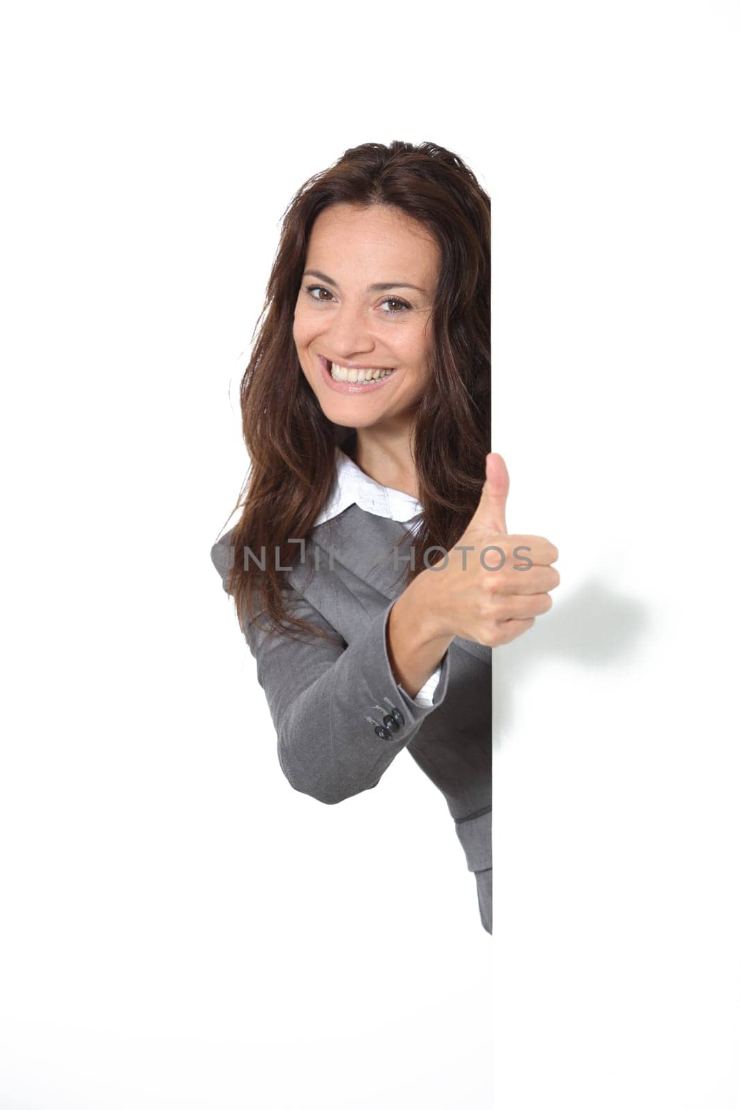 Businesswoman showing message board