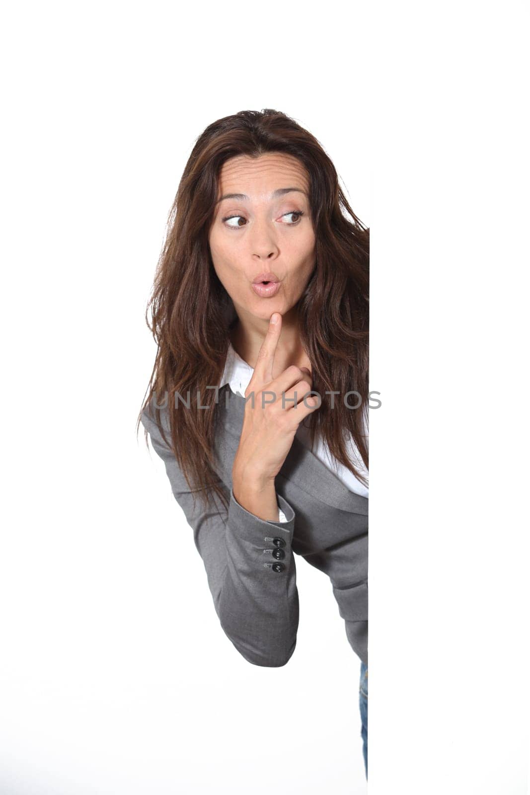 Businesswoman showing message board