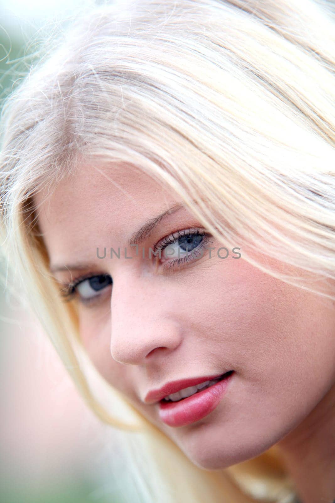 Closeup of beautiful blond woman