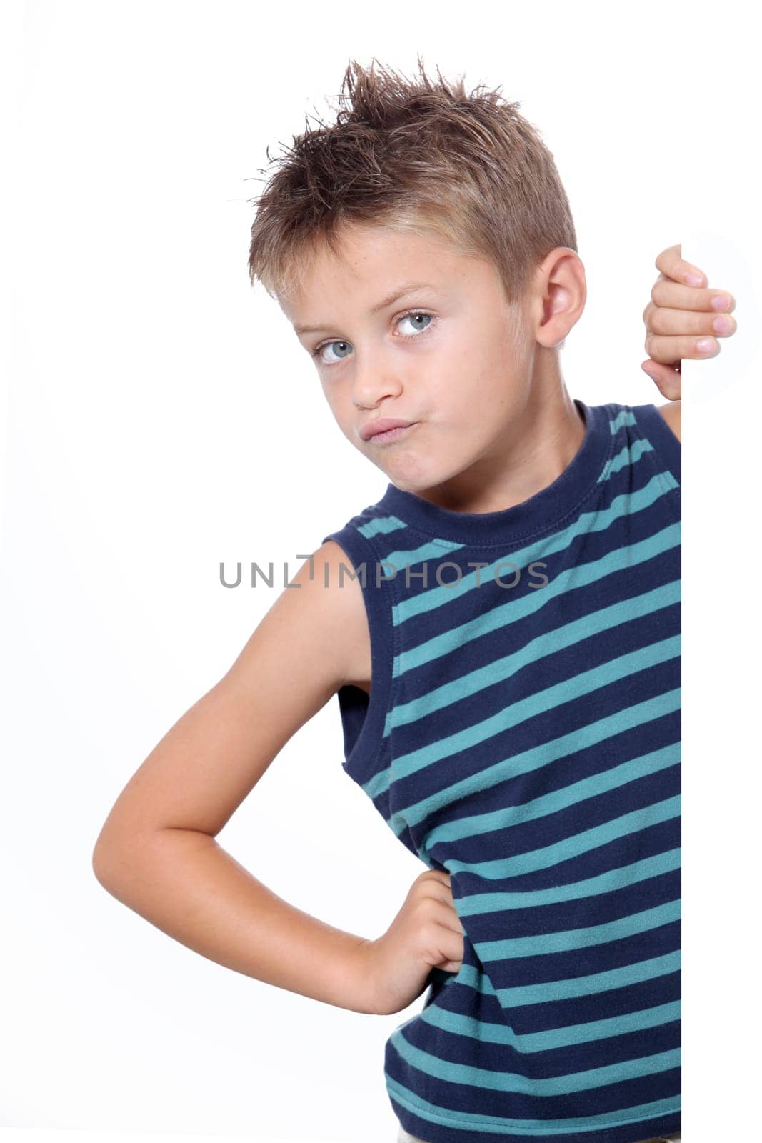 Little boy with message board