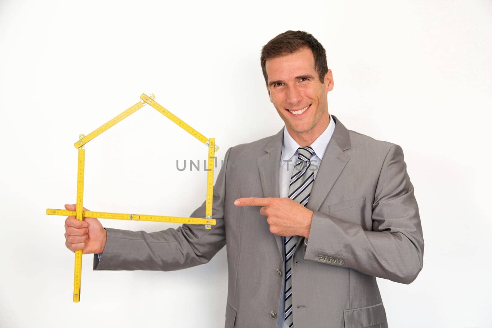 Real estate agent promoting house