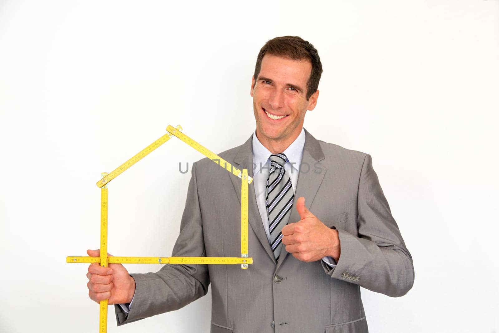 Real estate agent promoting house