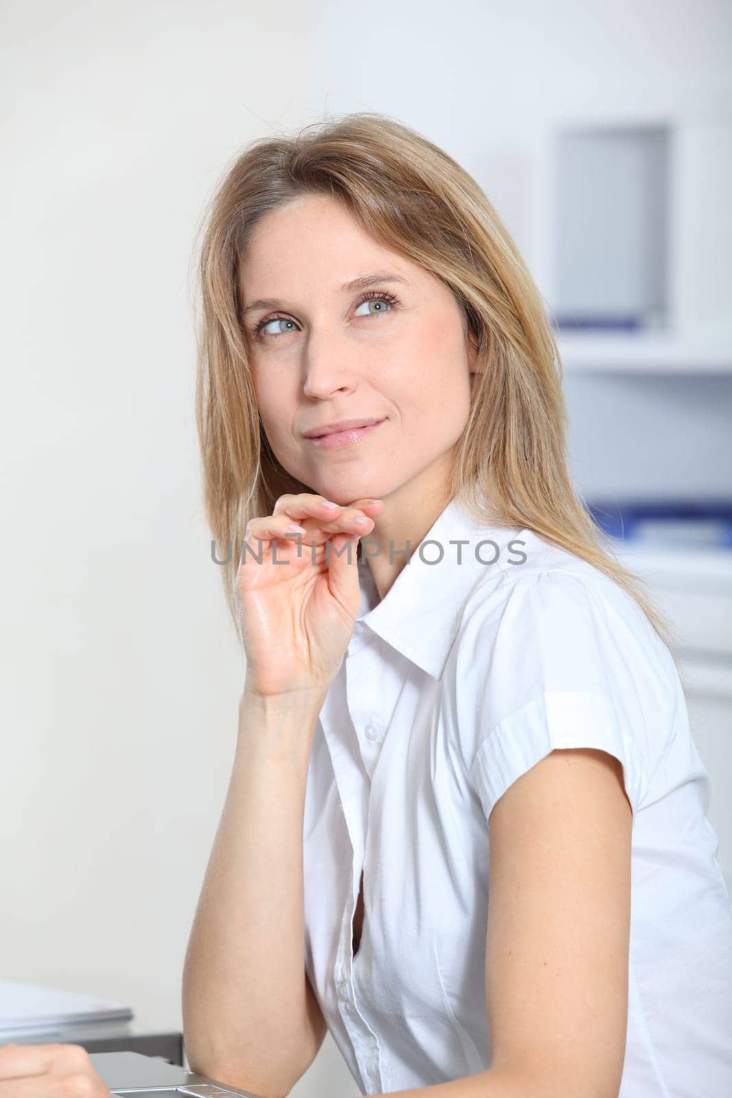 Closeup of beautiful businesswoman in the office