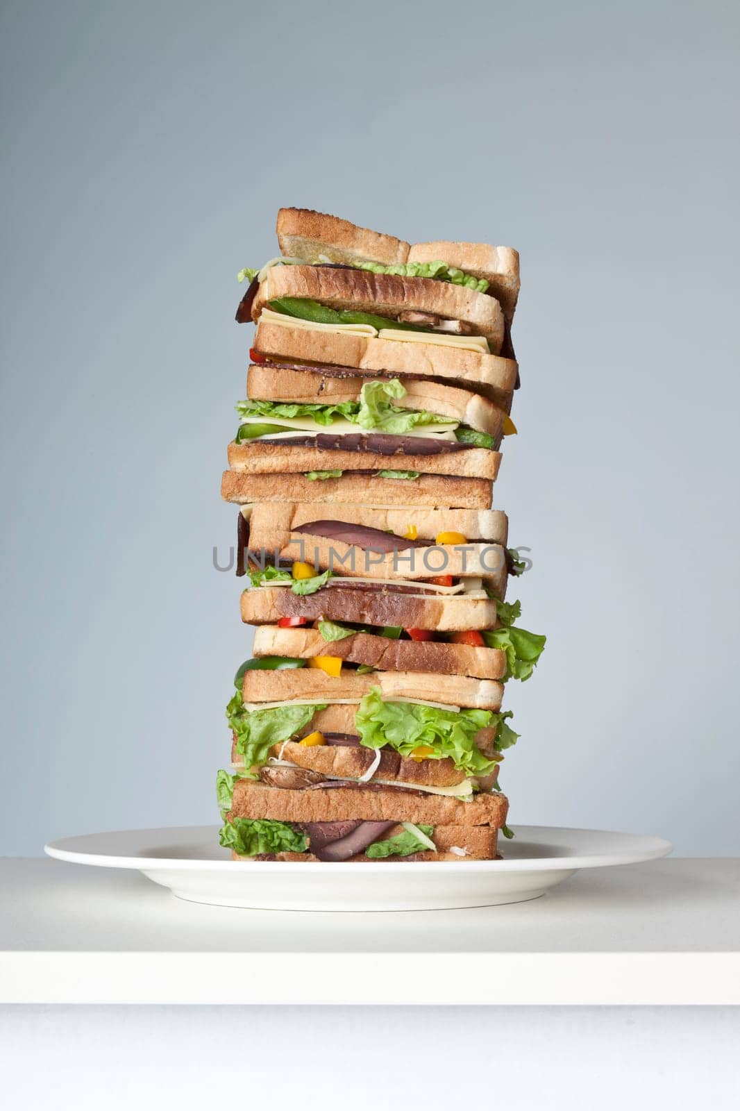 Extra large sandwich on a plate