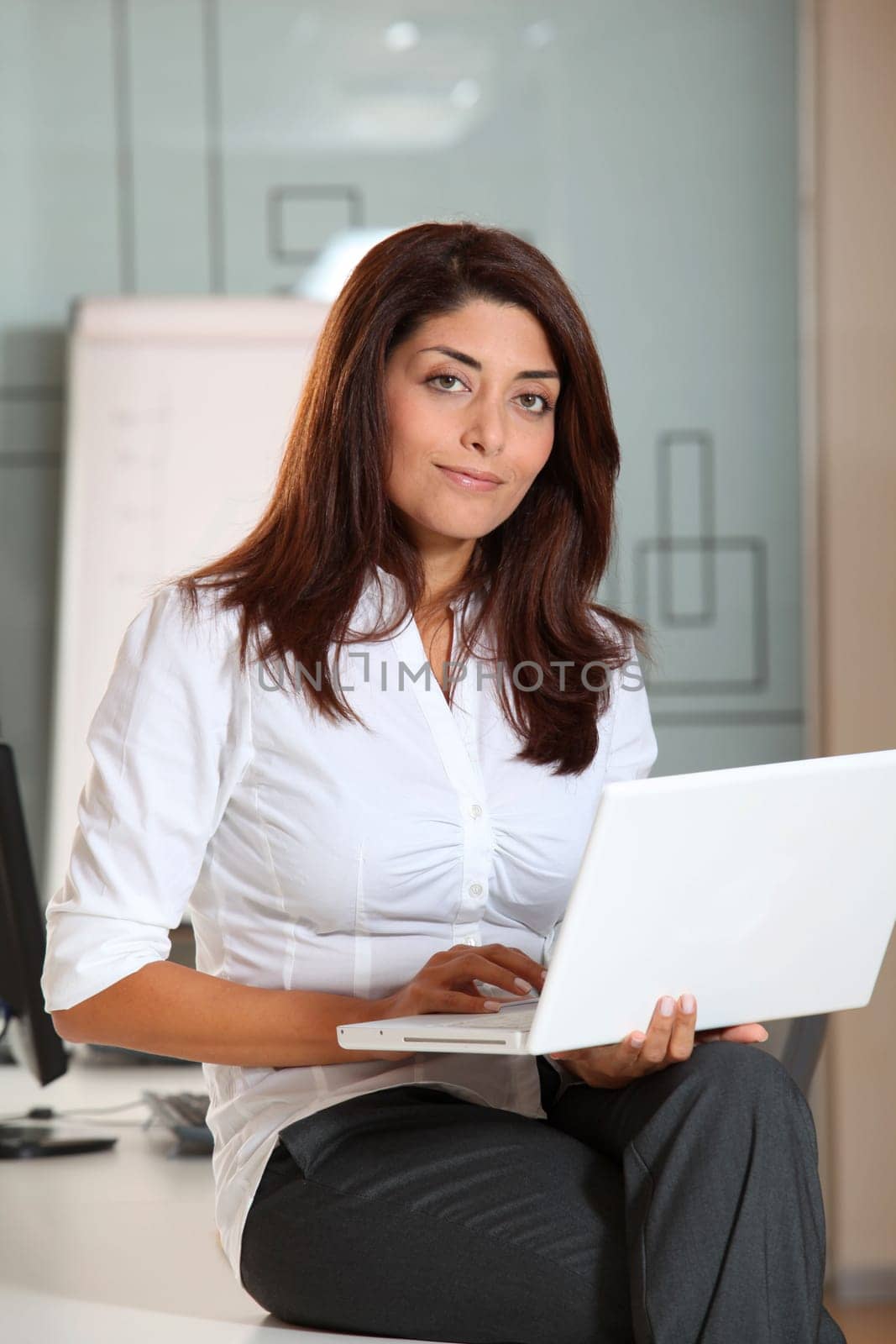 Beautiful businesswoman with laptop computer