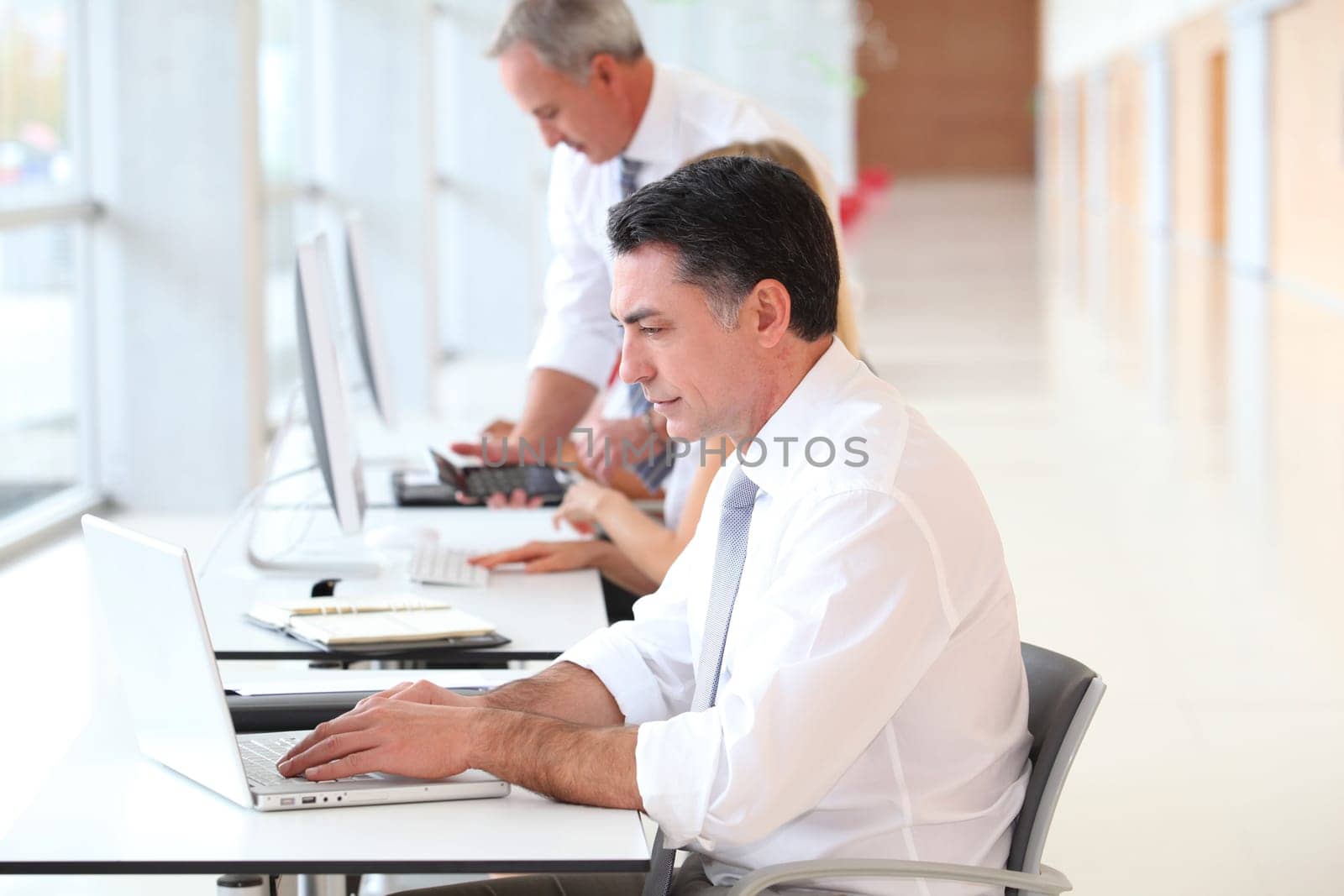 Businessman attending training course