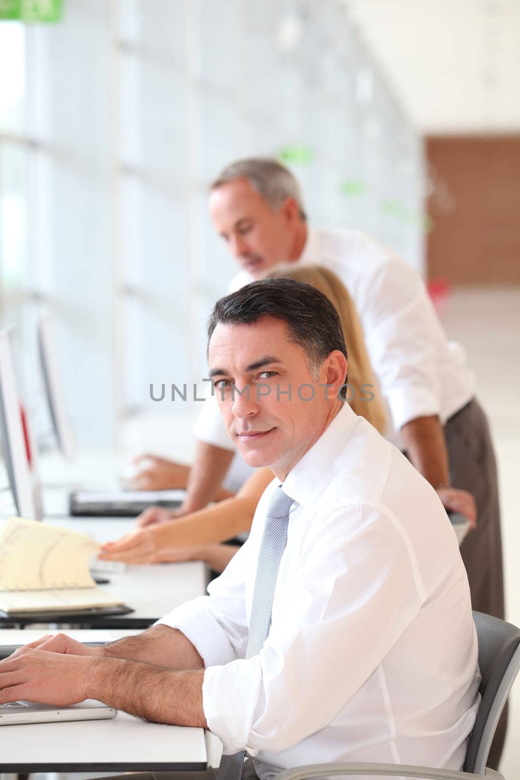 Businessman attending training course