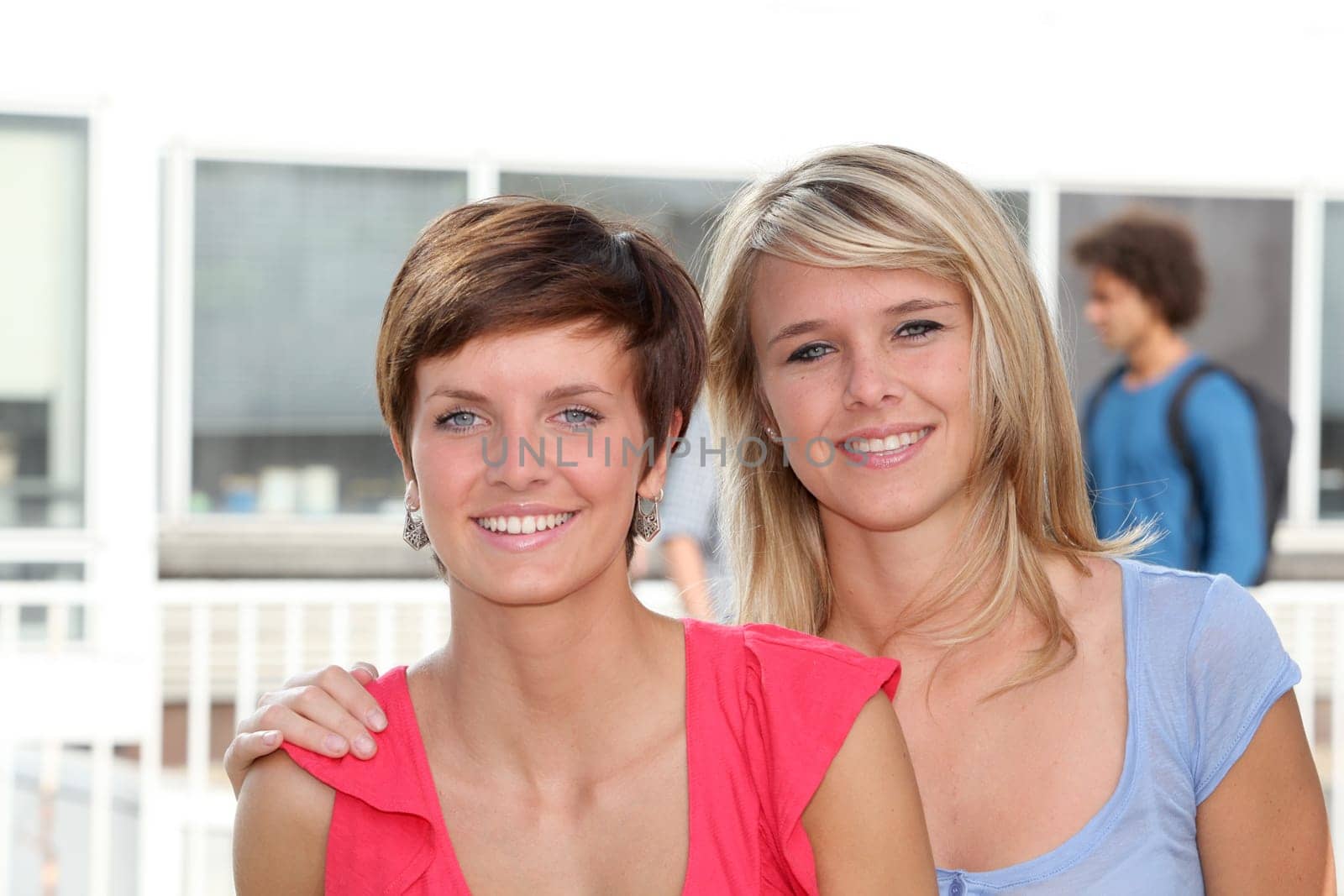 Closeup of girlfriends at university