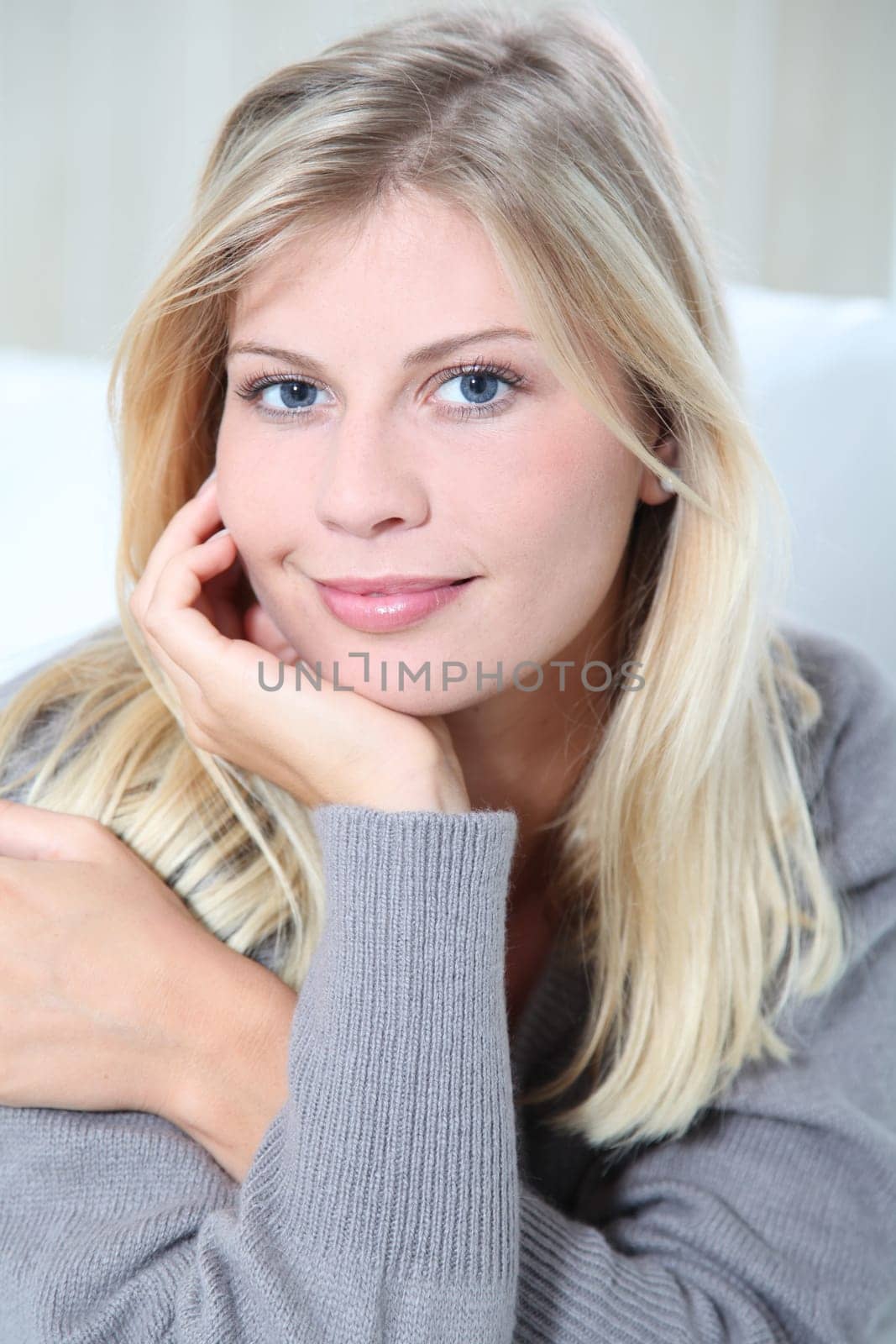 Smiling beautiful blond woman