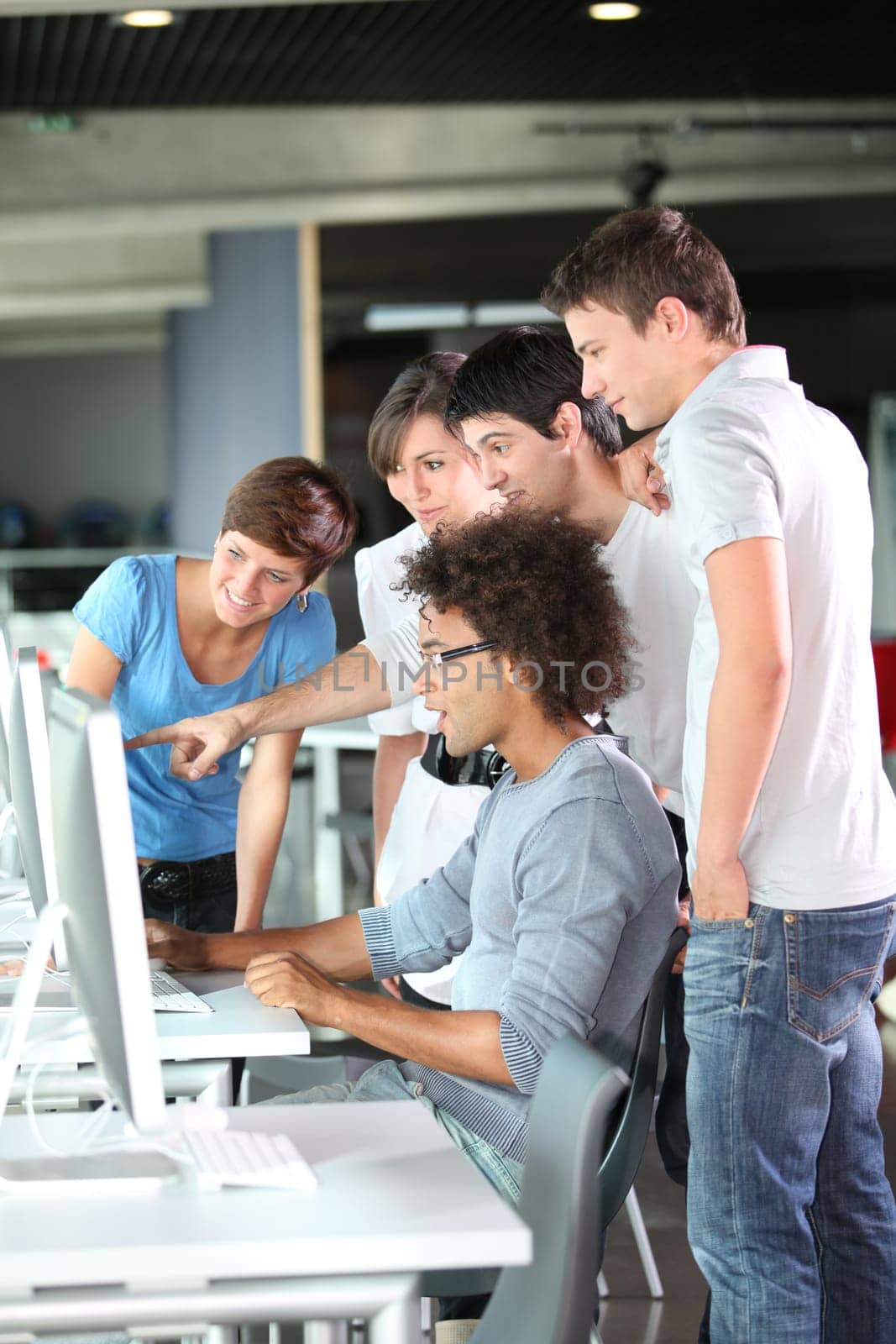 Group of college students in business training