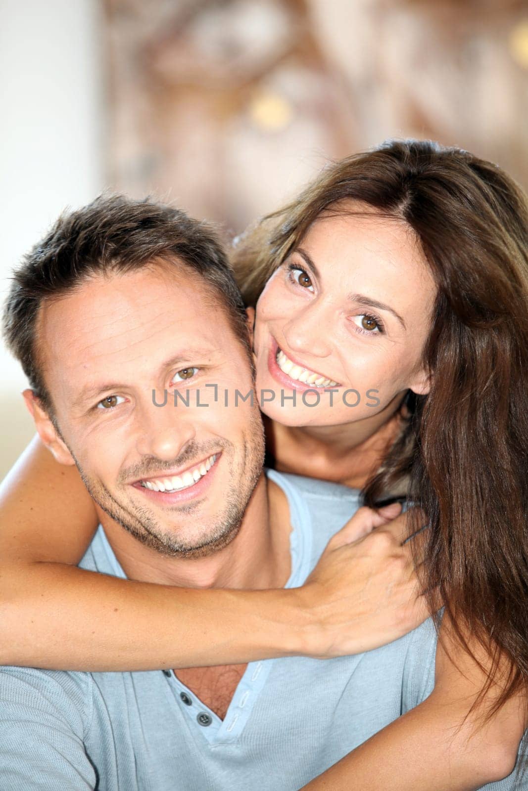Closeup of happy couple at home