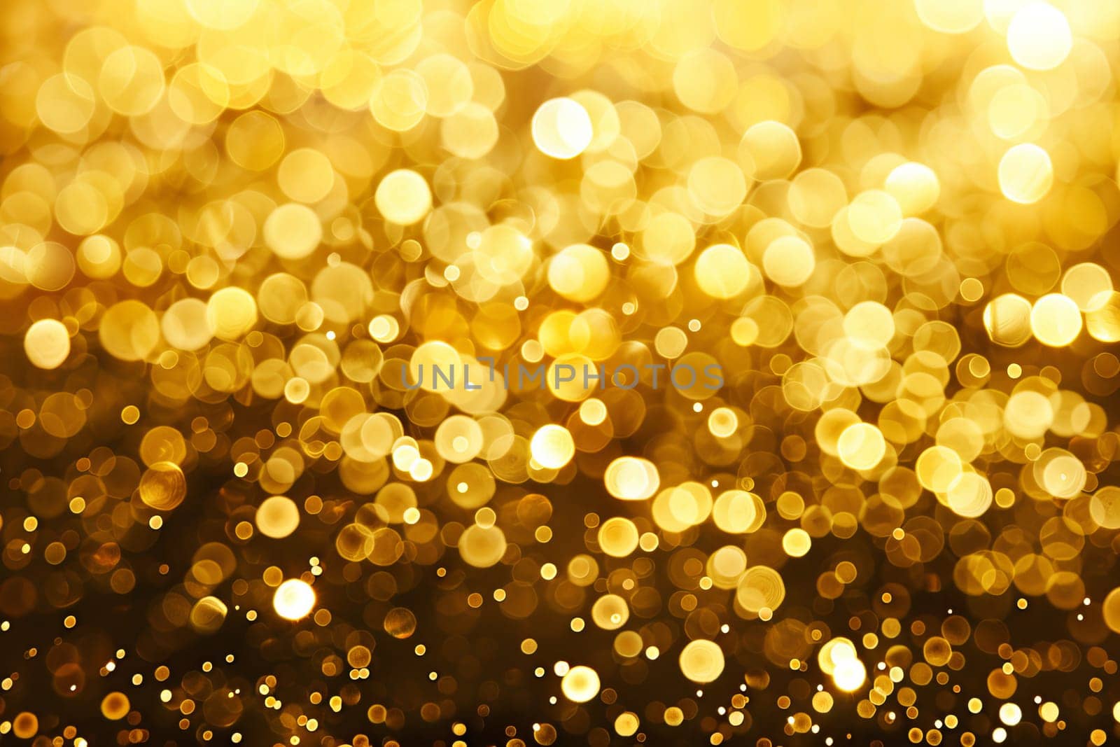 Glittering gold bokeh lights create a warm and festive atmosphere.