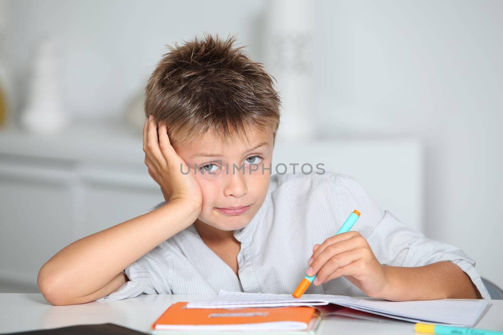 Little boy doing his homework