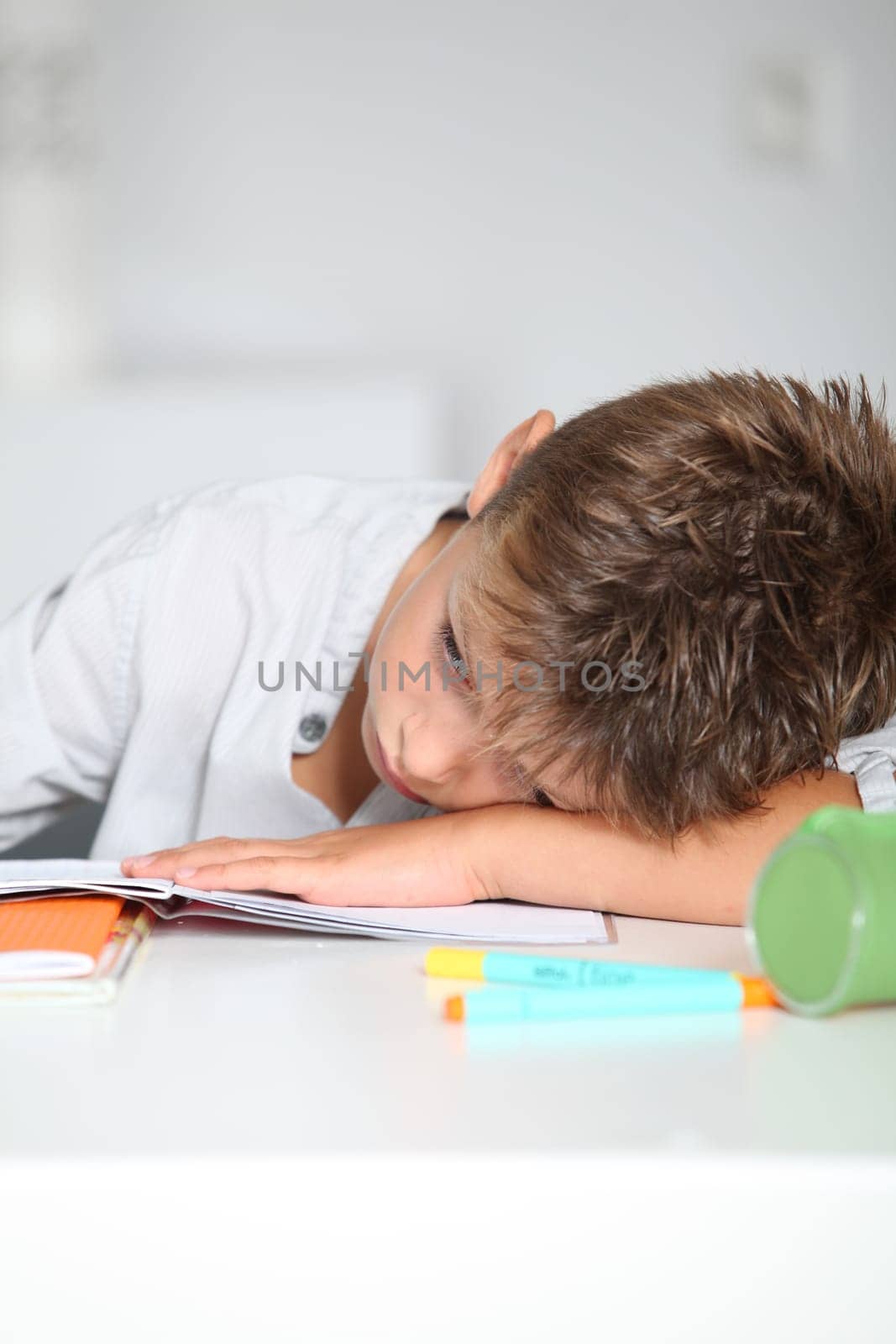 Little boy doing his homework