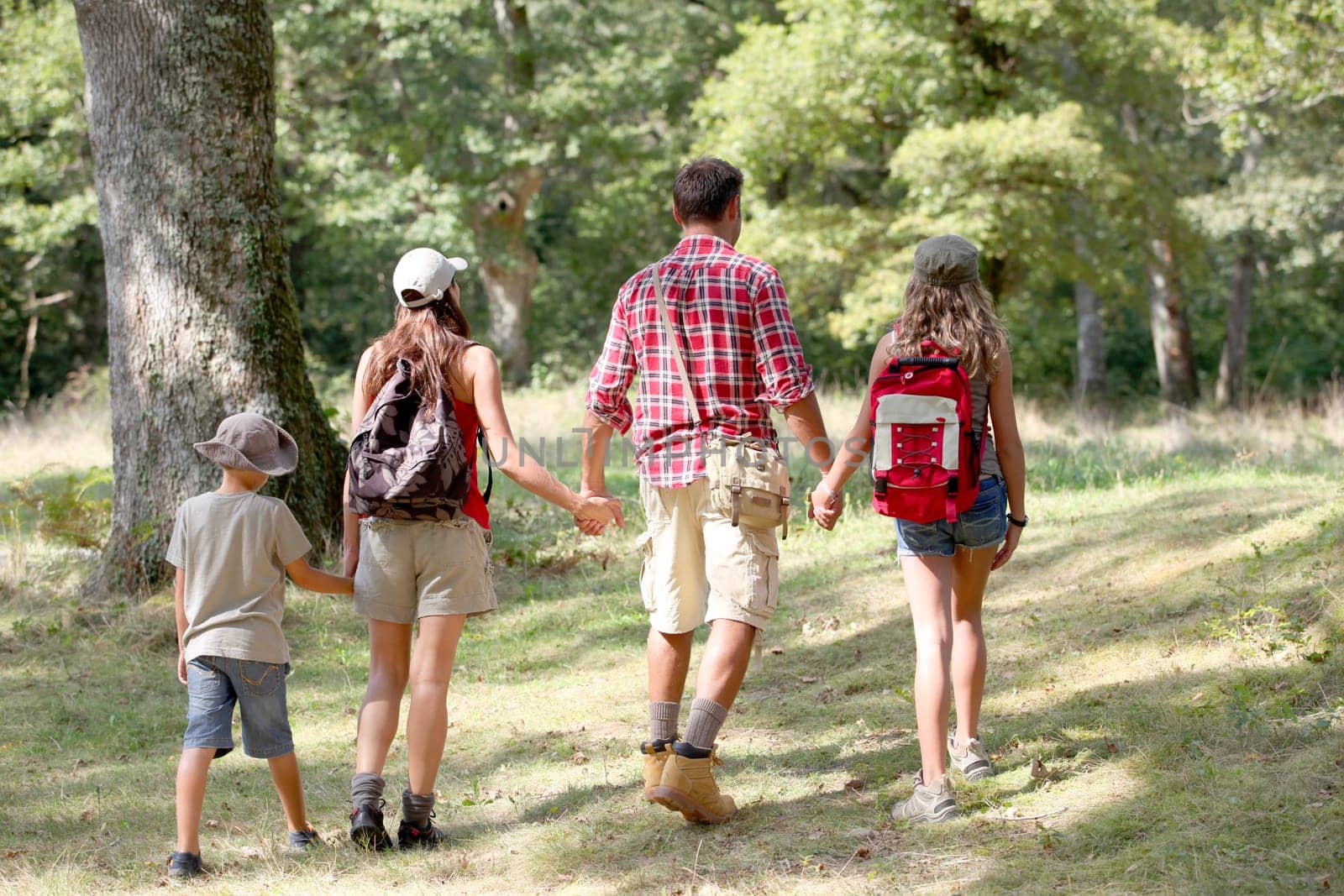 Parents and children on a hiking day