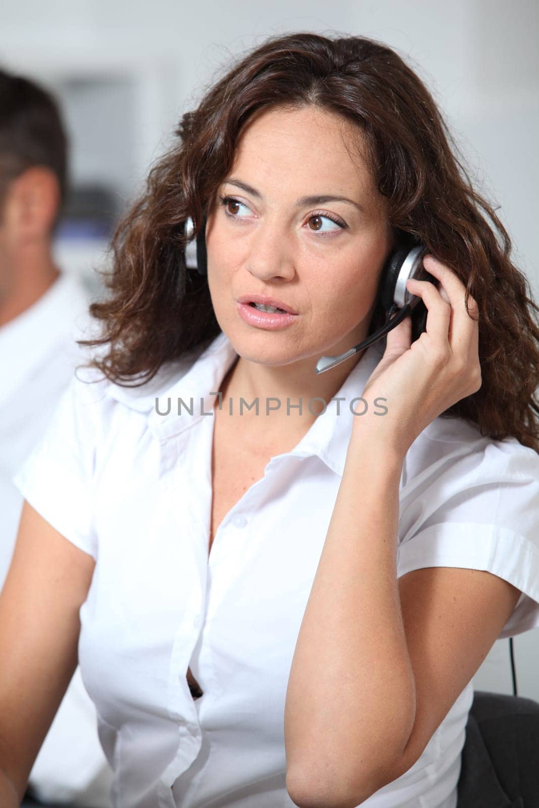 Beautiful woman with headset on