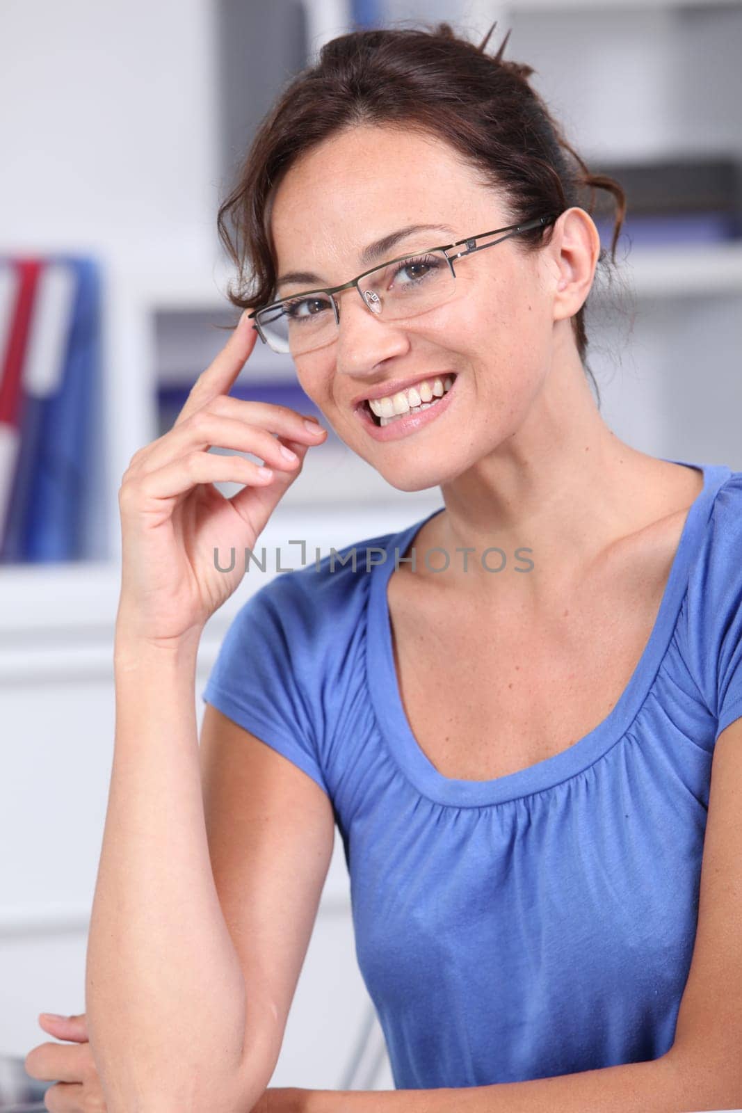 Closeup of beautiful woman with eyeglasses