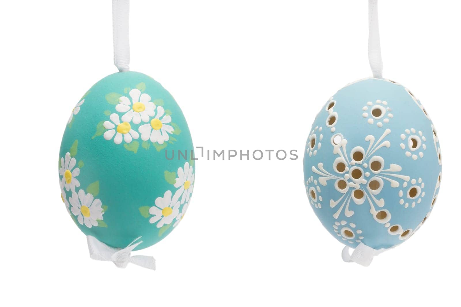 Two Hanging Hand Painted Easter Eggs