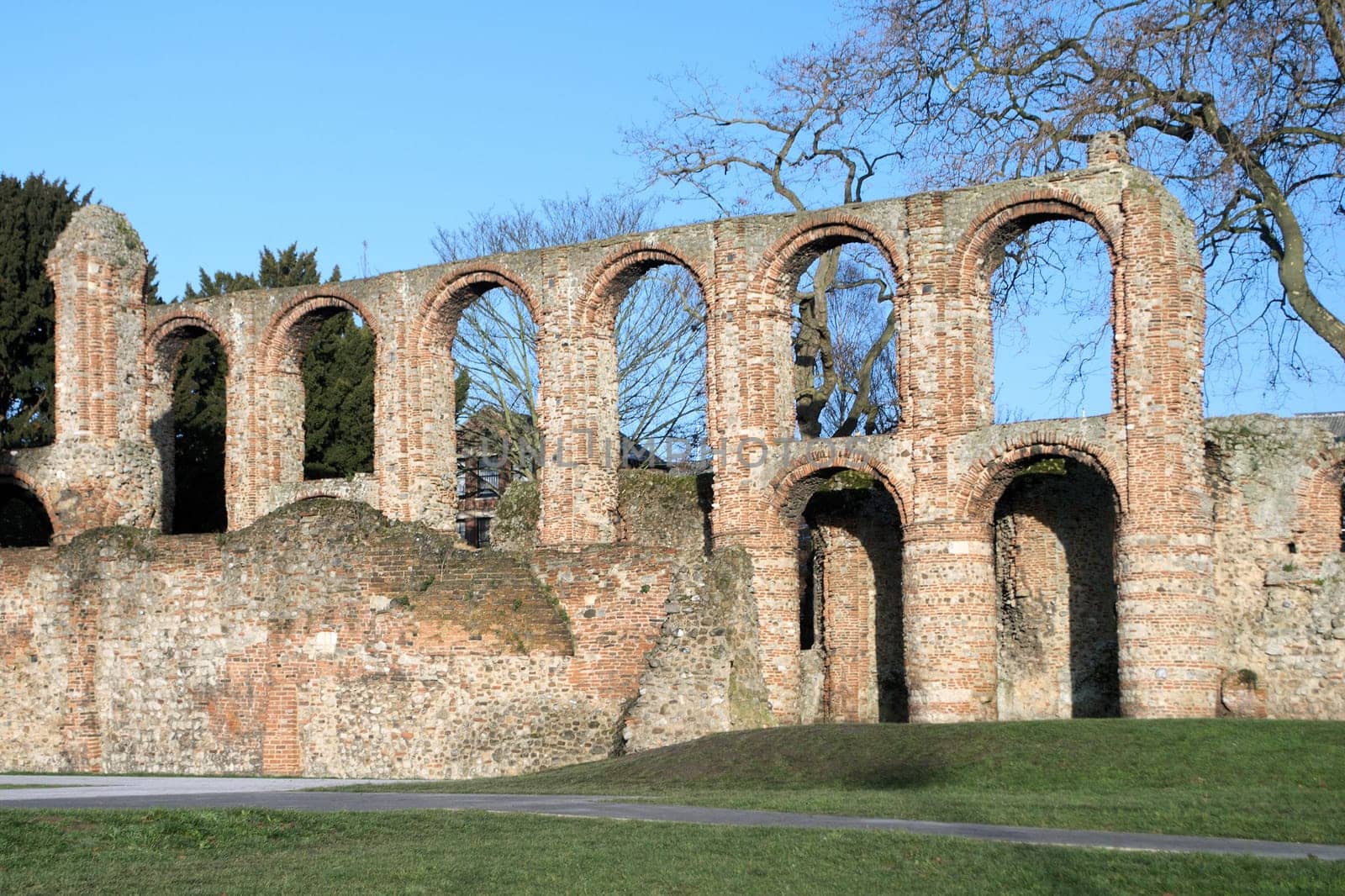 Priory ruins with arches