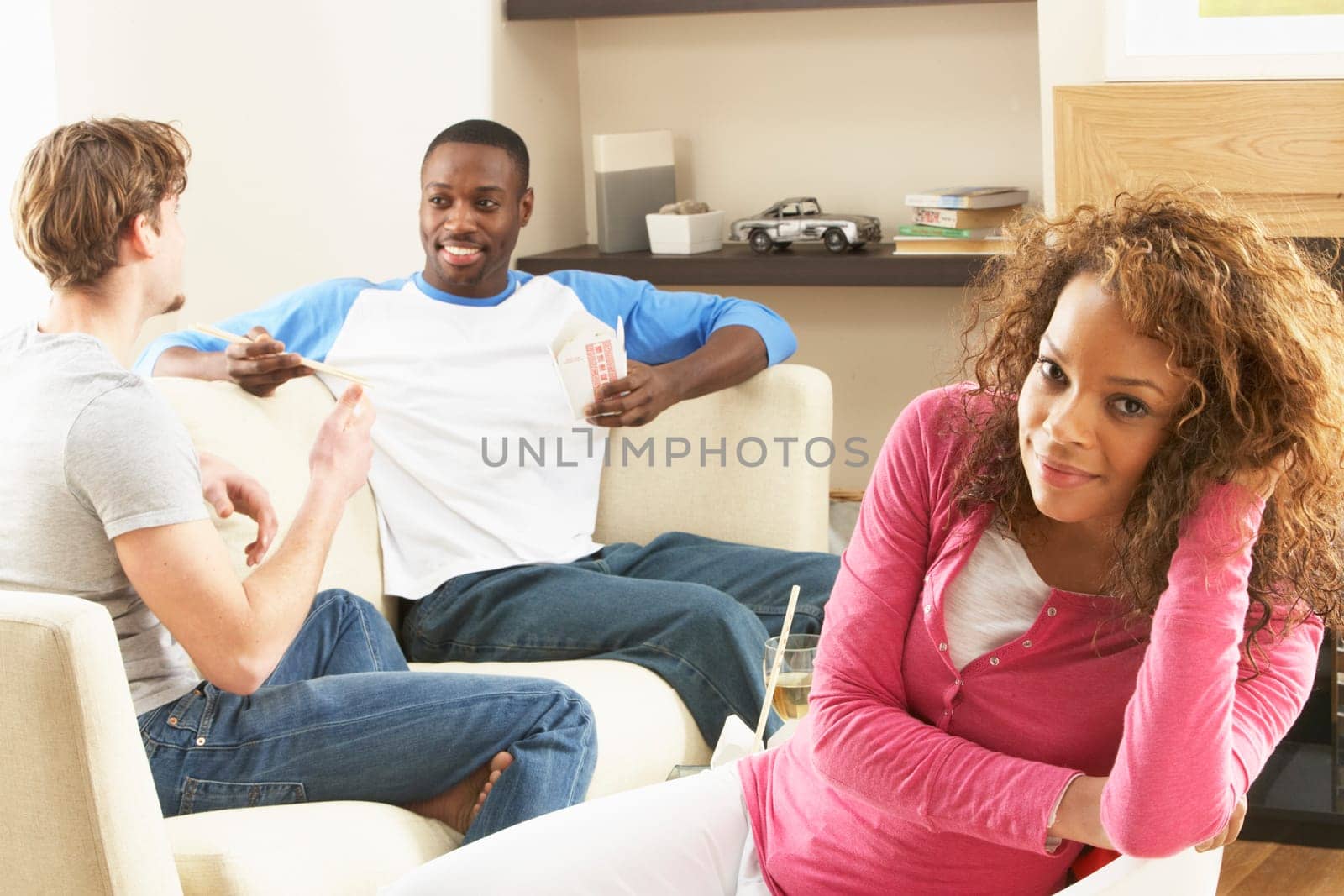 Group Of Friends Enjoying Chatting Together At Home