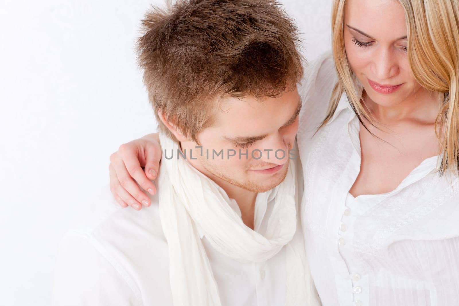 Couple in love wear white clothes