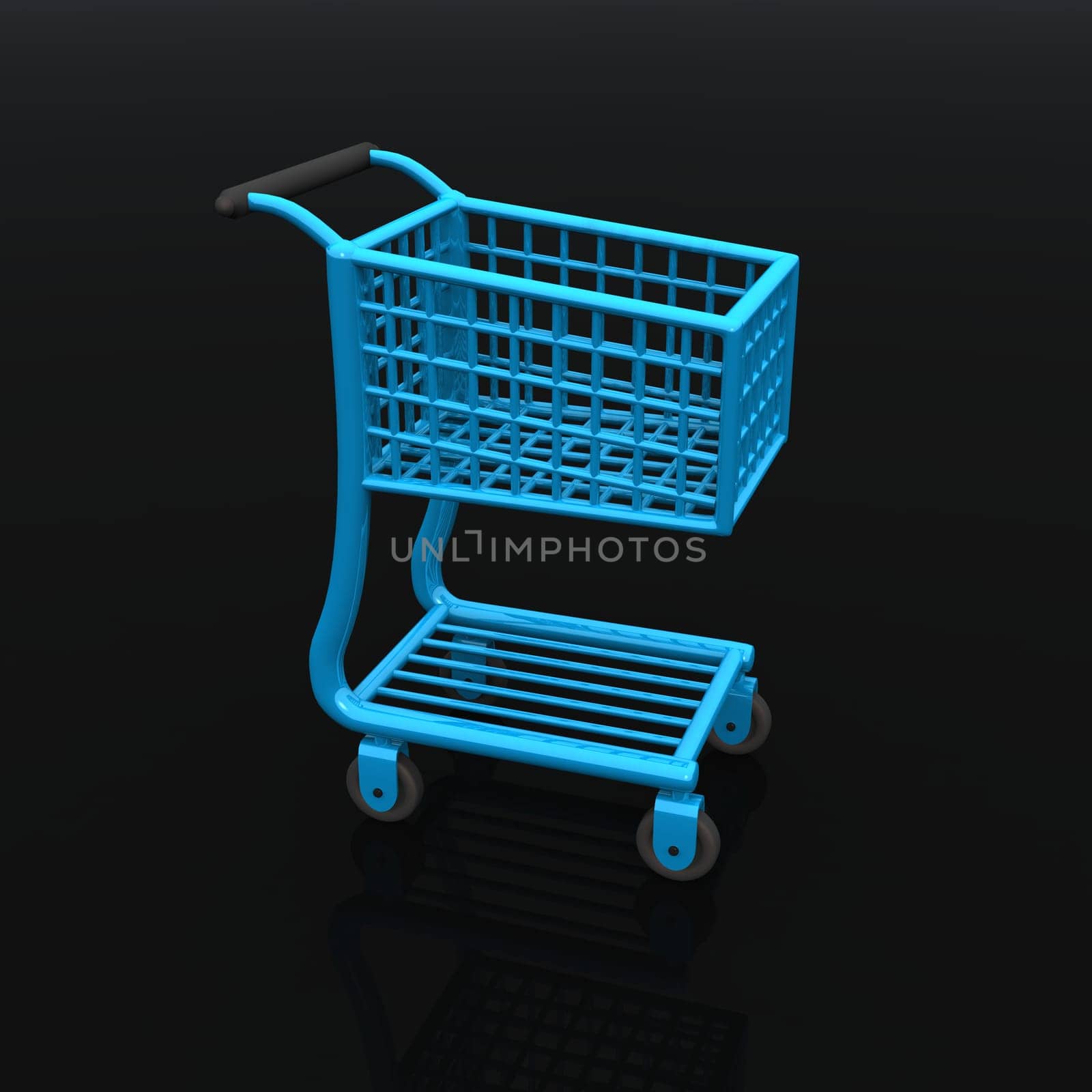 Shopping cart blue on black