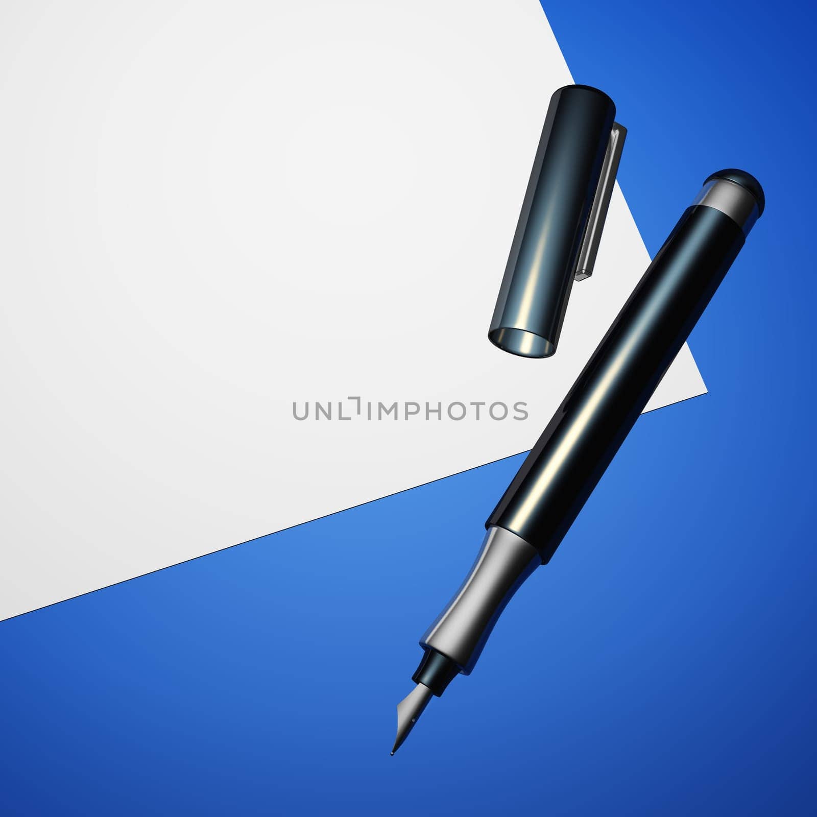 Blank Contract with Fountain Pen - White Blue 02