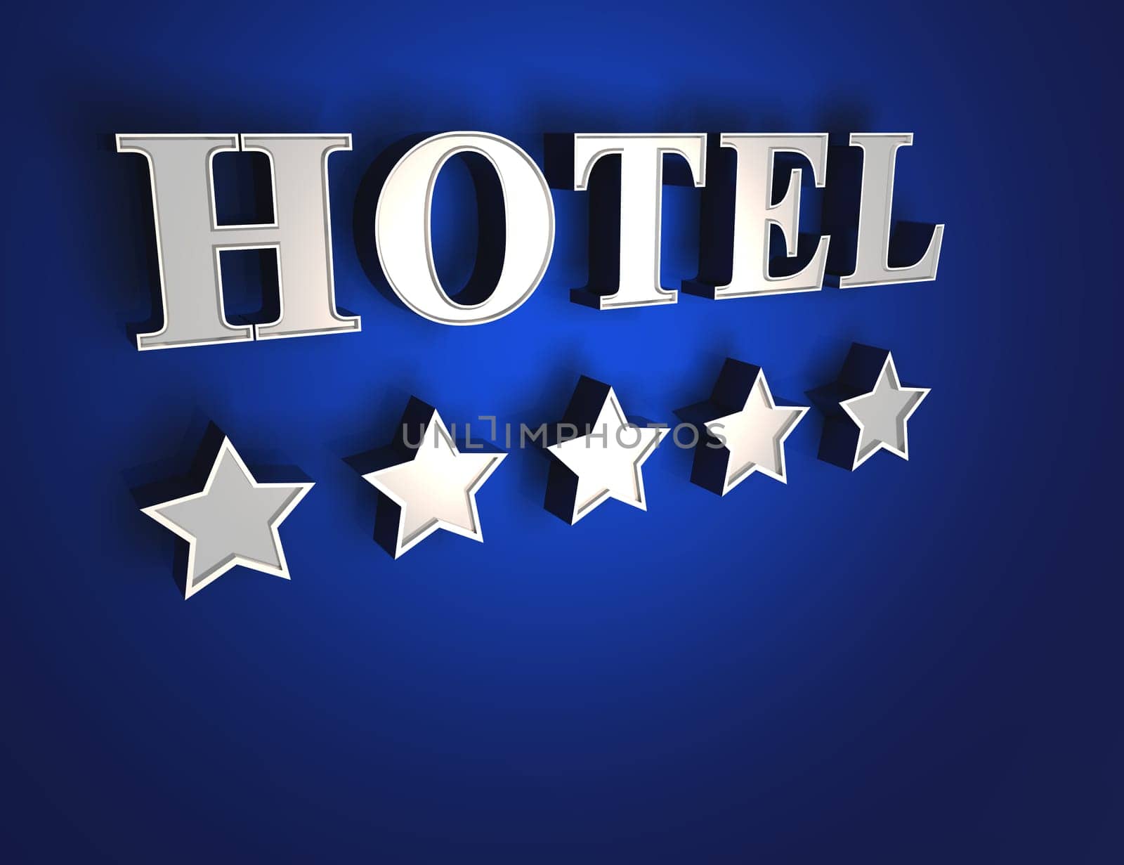 5 Star Hotel Sign - Silver on Blue