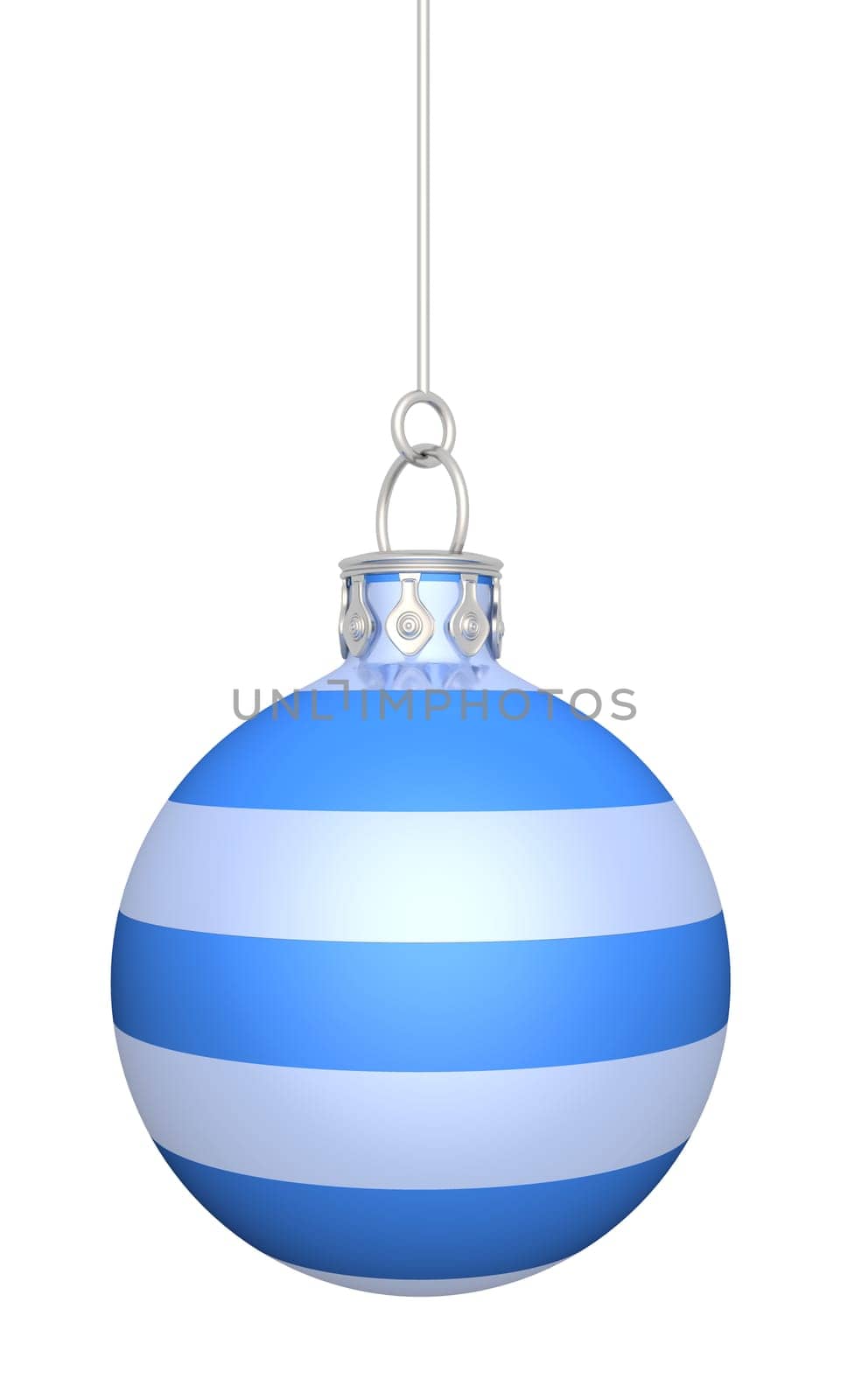 Christmas Ball - Blue White Striped 07