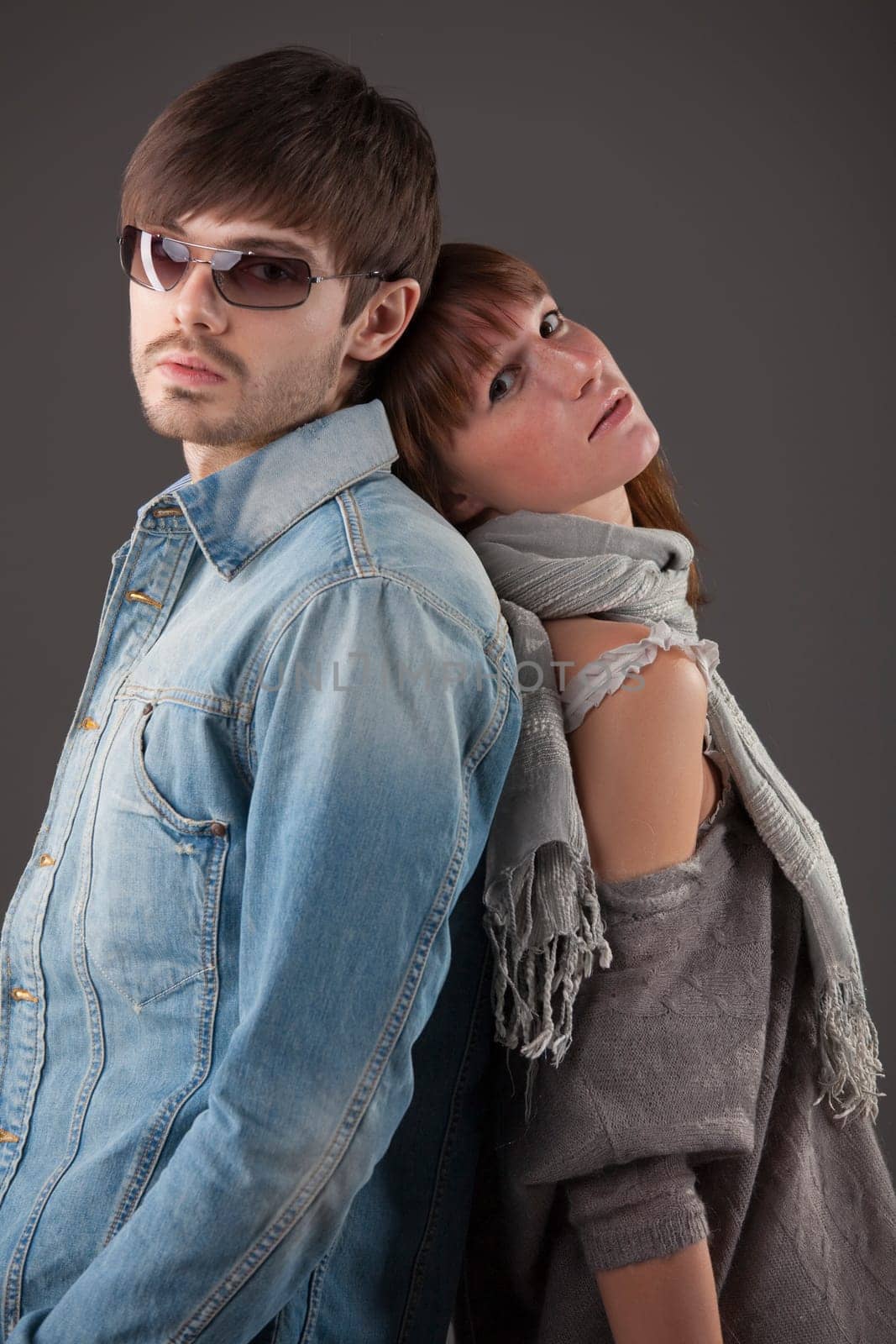 fashionable couple in studio