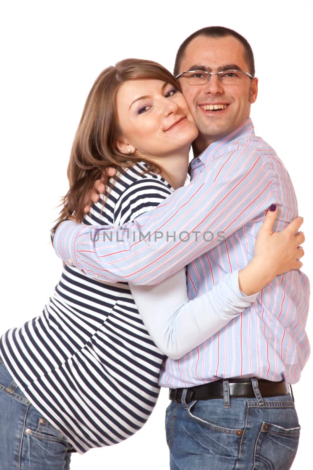 Happy young man and his pregnant wife